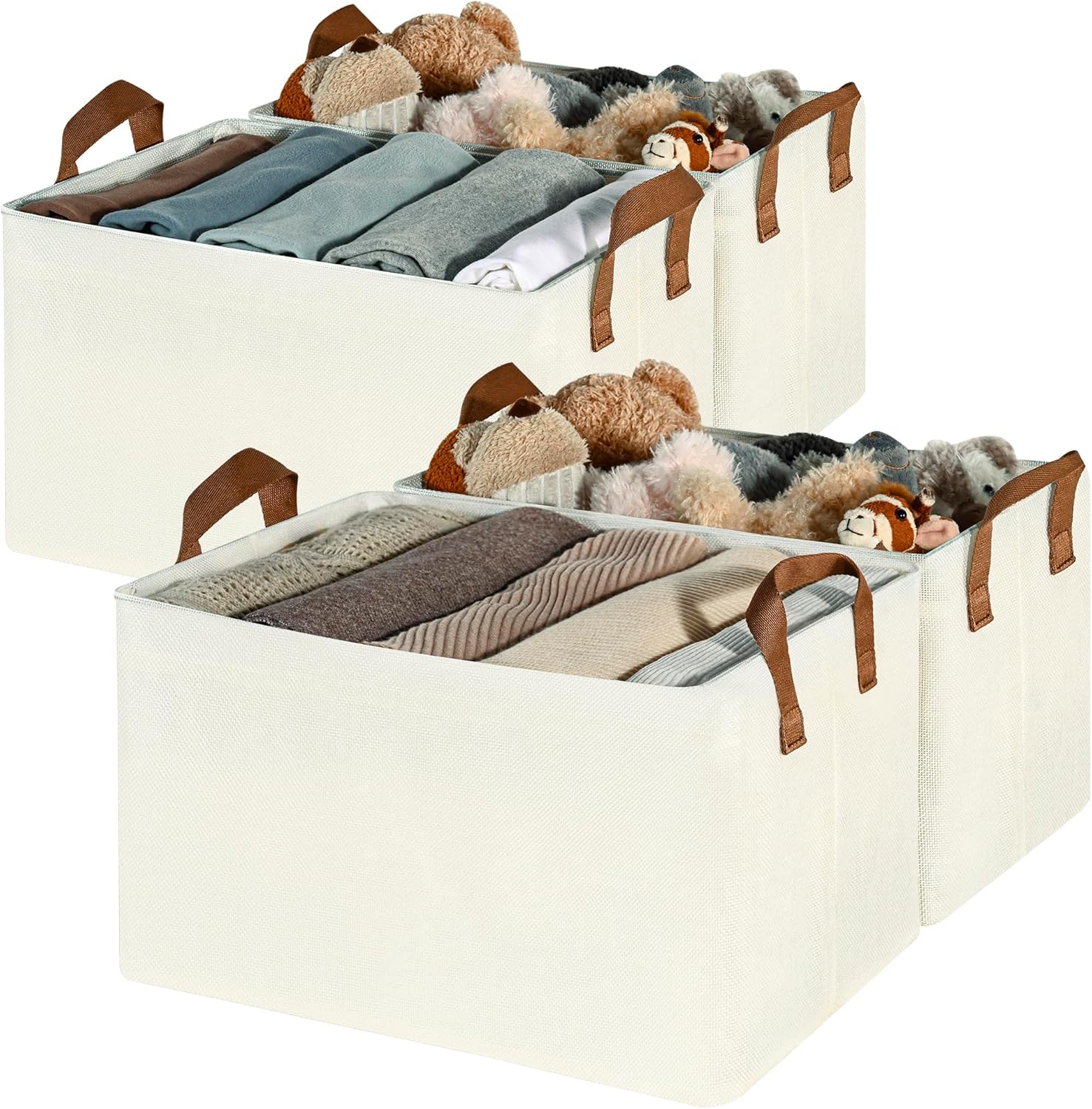 Beige Storage Bin — Large - 4 Pack