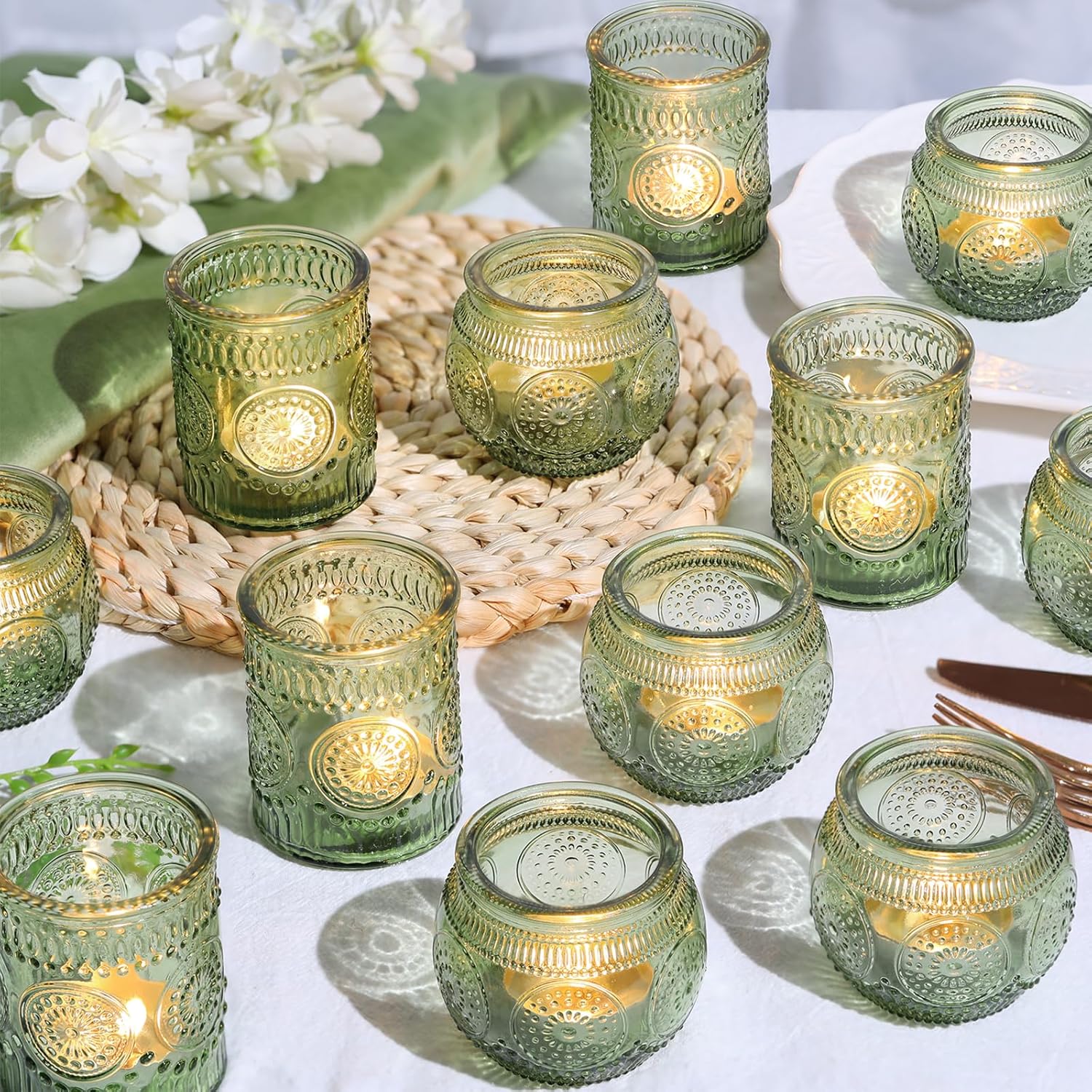 Vintage Boho Gold Candle — Green