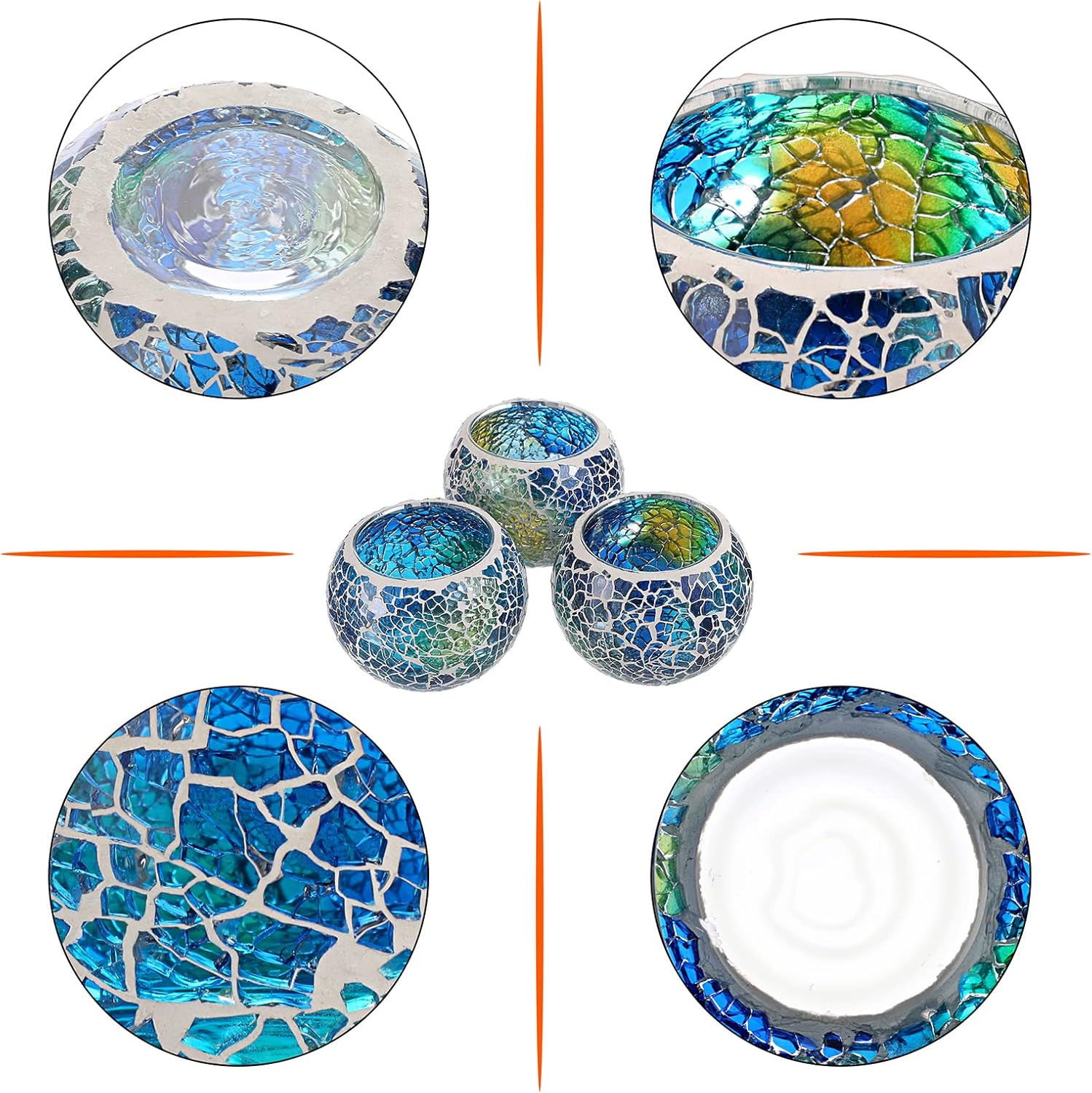 Round Blue Pillar Candle — Set of 3 - View 4