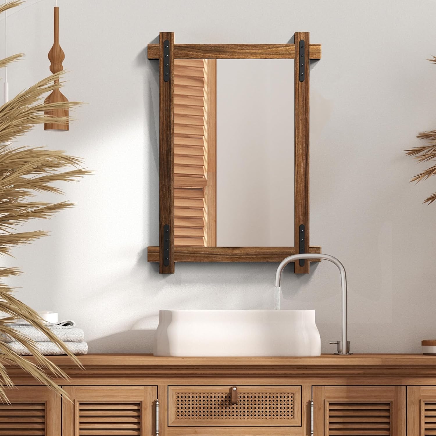 Round Farmhouse Black Wall Mirror — 32" - View 5
