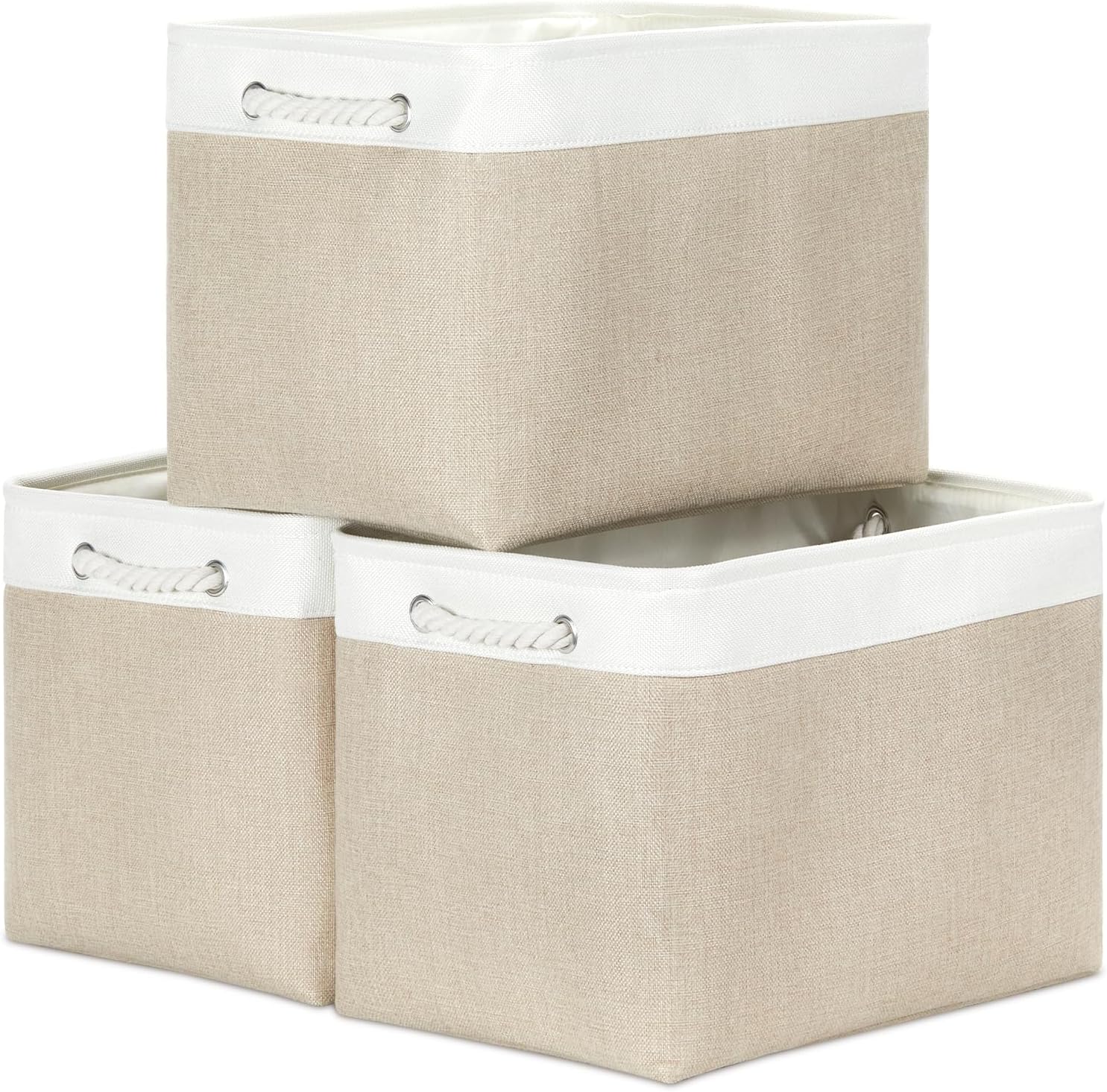 Beige Storage Basket — 17x12 — 3 Pack-L-16x11.8x11.8 In