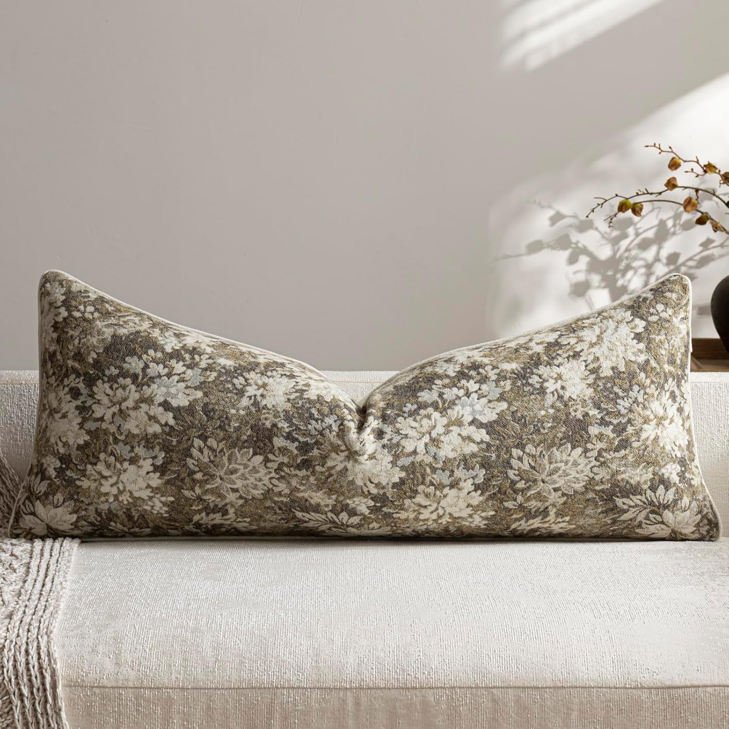 Chenille Boho Beige Pillow Cover — 20" — Beige