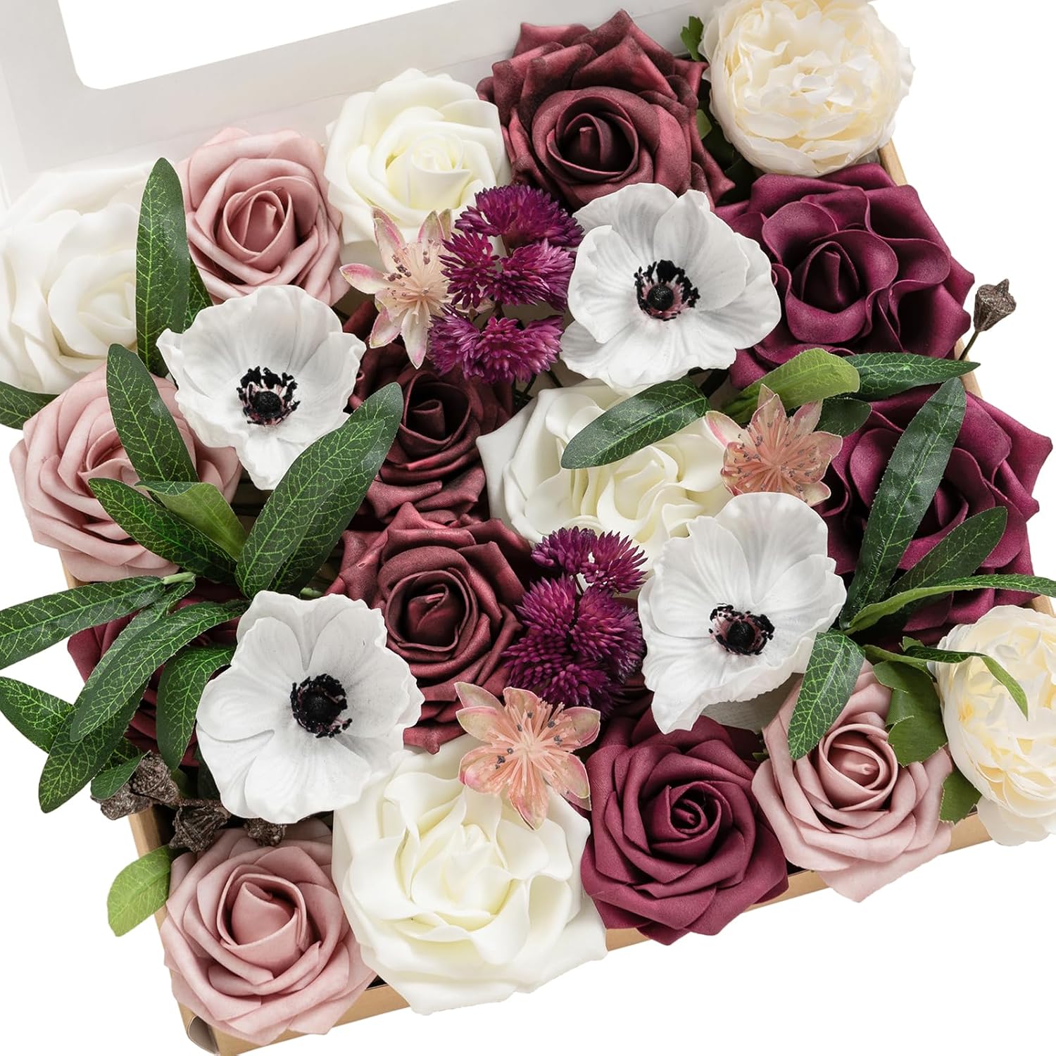 Black Artificial Plant — Red-dark Red & White