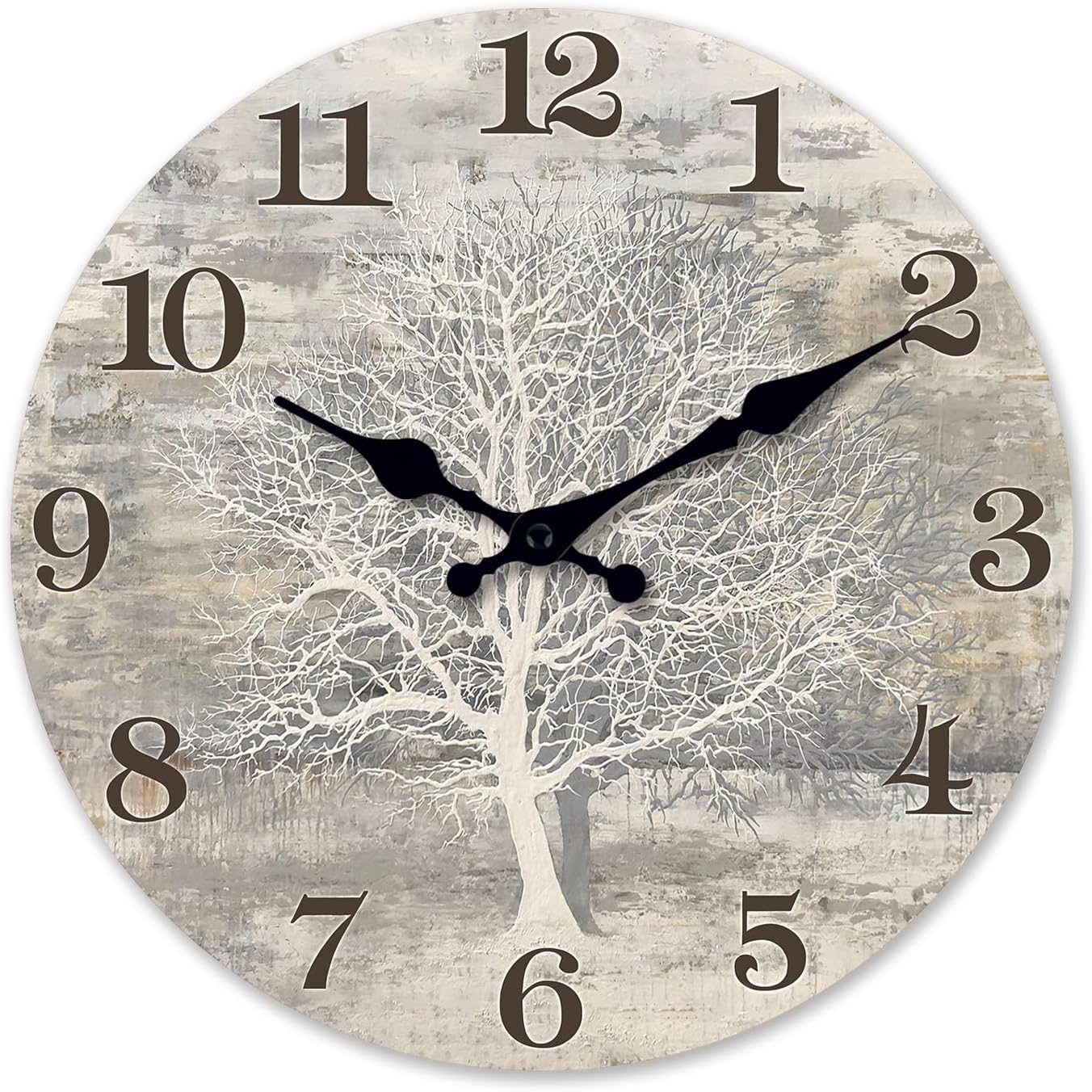 Battery Operated Farmhouse Beige Wall Clock — 16" — 10 Inch