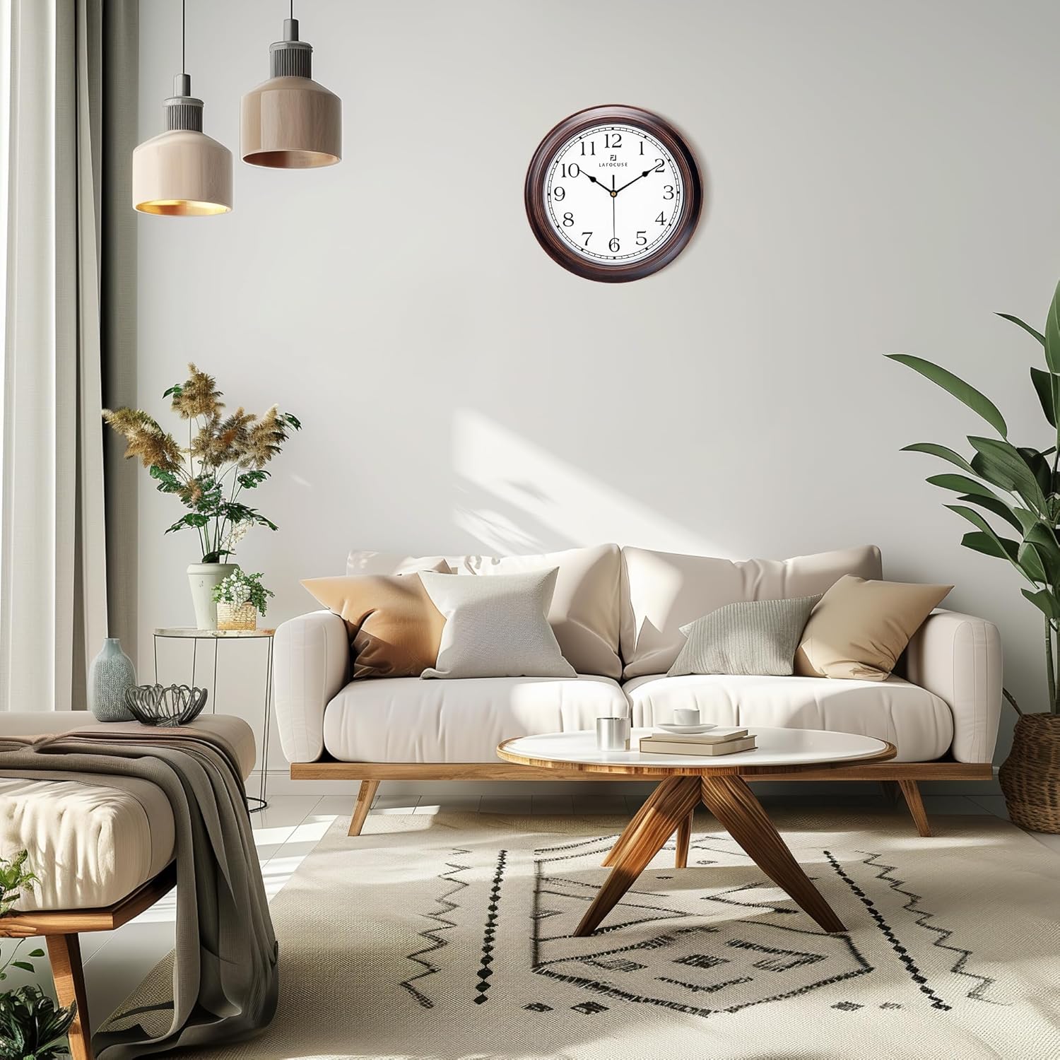Battery Operated Farmhouse Brown Wall Clock — 12" - View 4