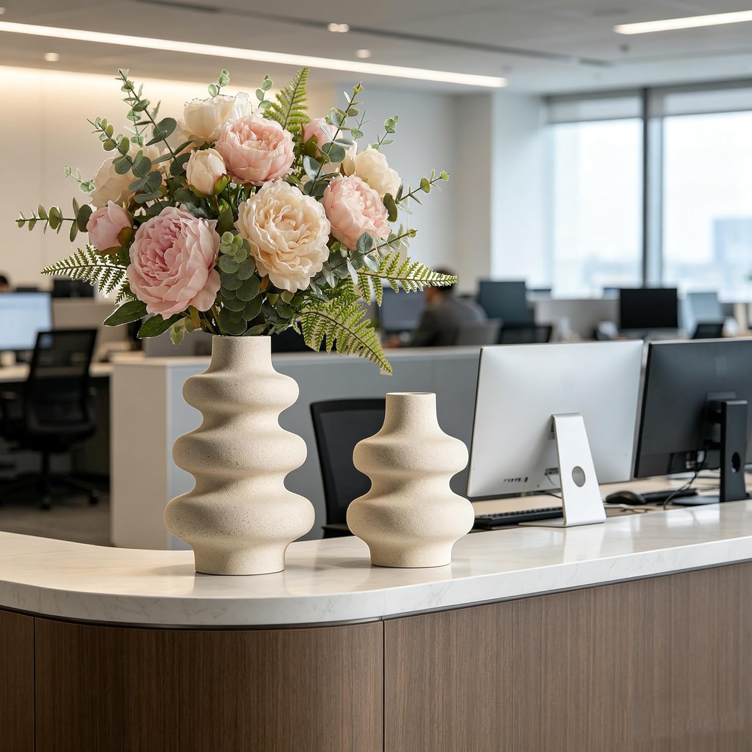 Round Boho White Flower Vase - View 7