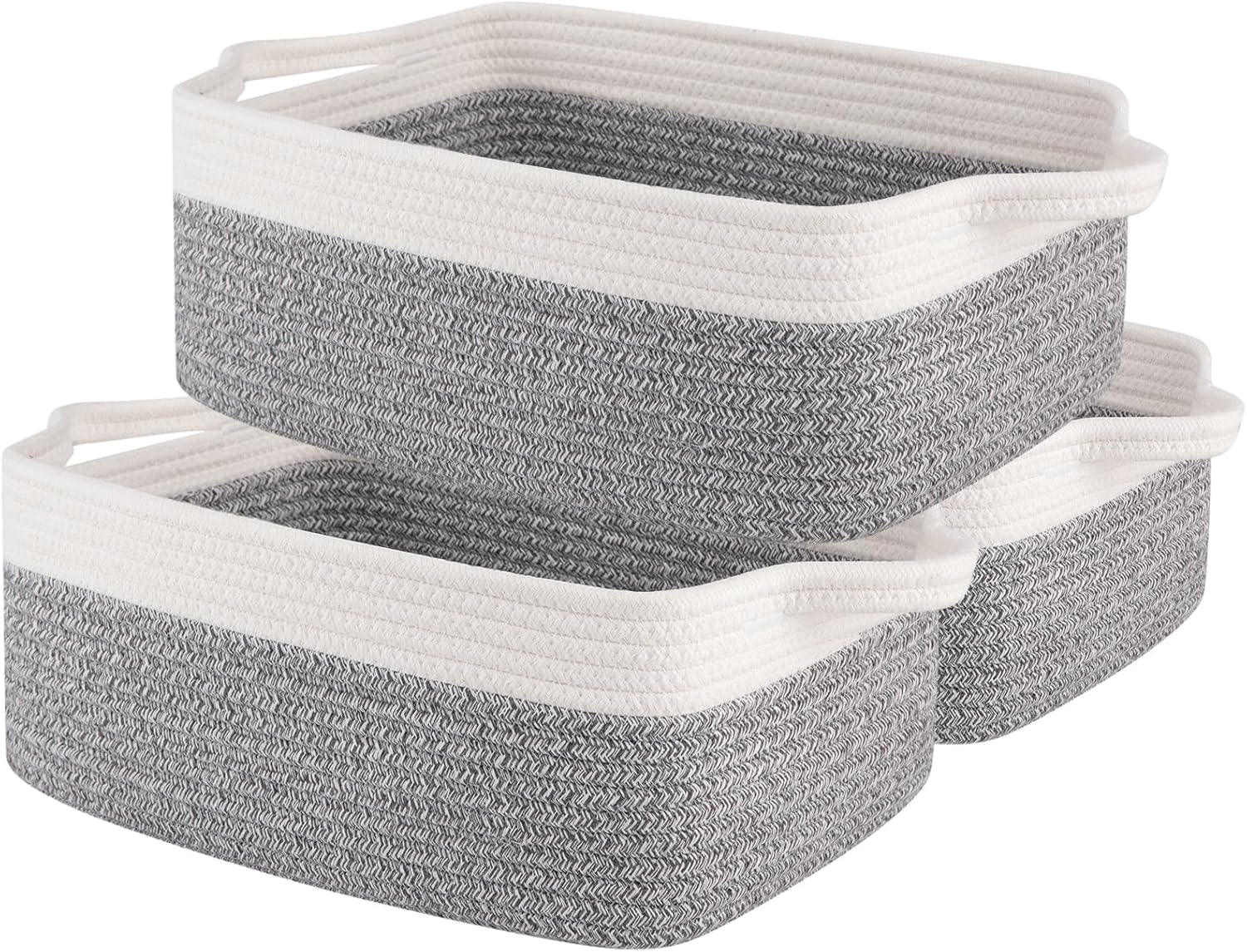 Boho Black Woven Basket — 13" — Grey variegated