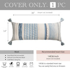 Lumbar Boho Blue Pillow Cover — 36" - View 5