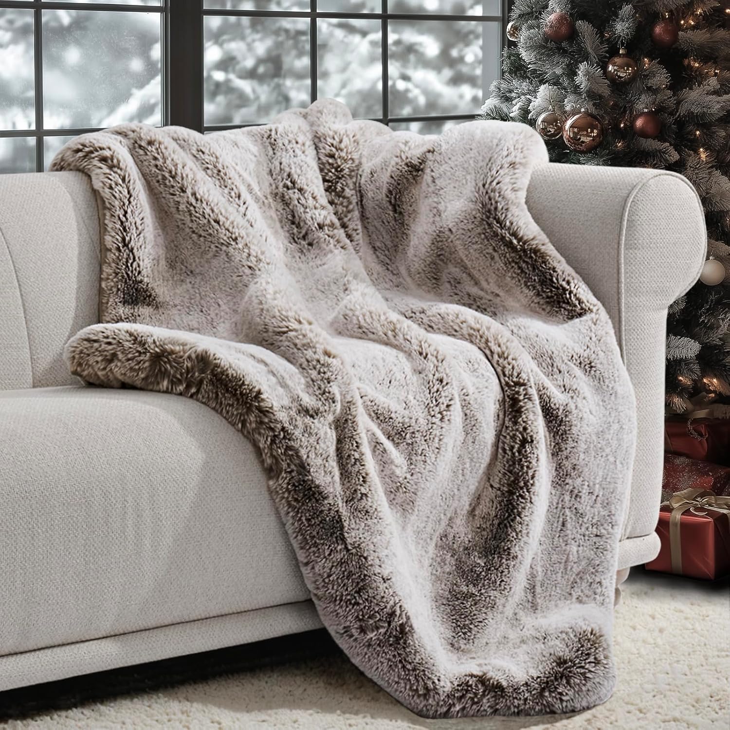 Velvet Luxe Beige Throw Pillow — 50" — Champagne Fawn