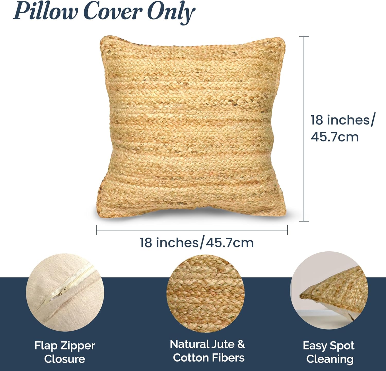 Boho Beige Pillow Cover — 18x18 - View 3