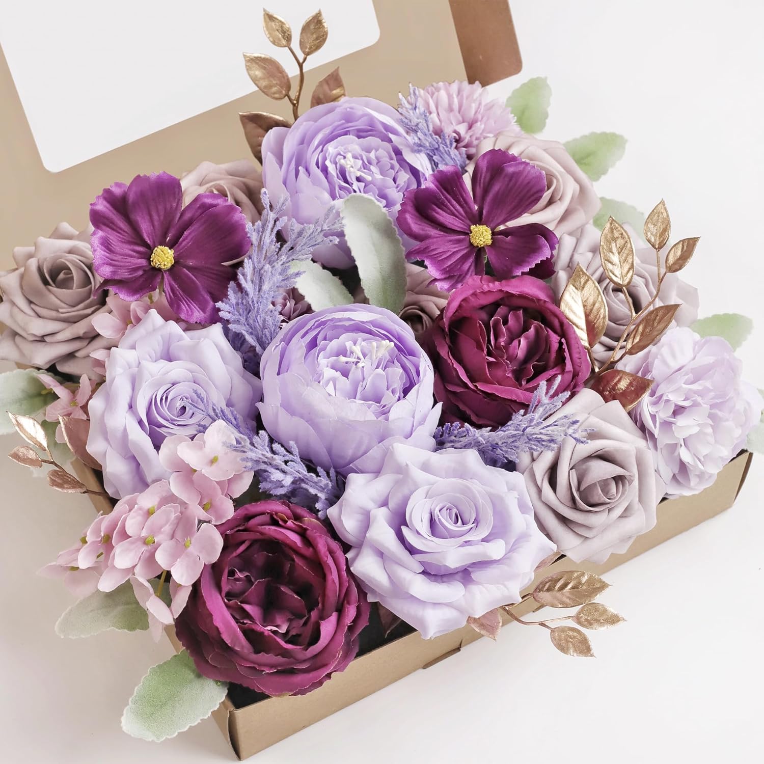 Boho Black Artificial Flowers — Purple Garden