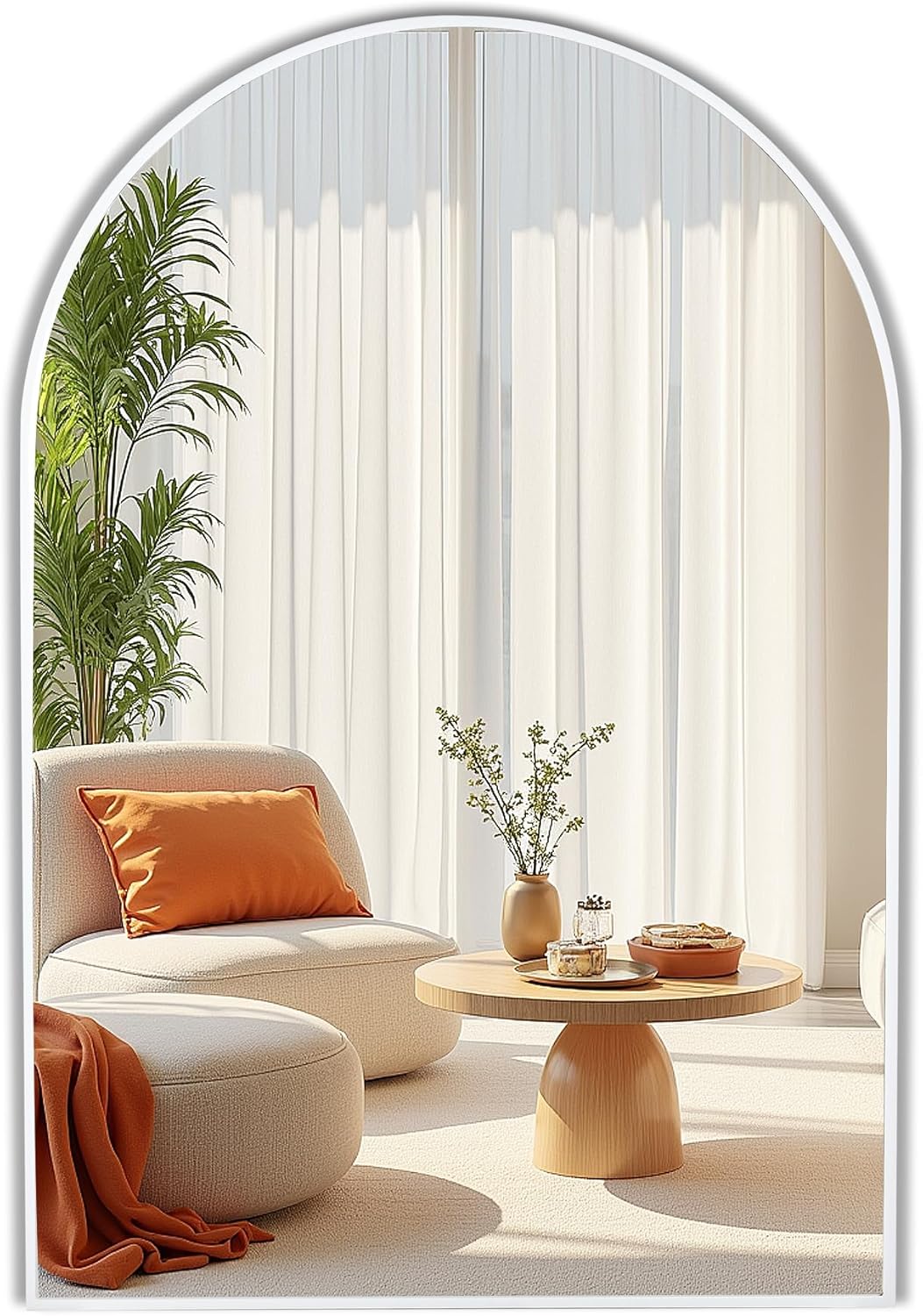 Round Farmhouse Brown Wall Mirror — 30" — 36"L x 24"W