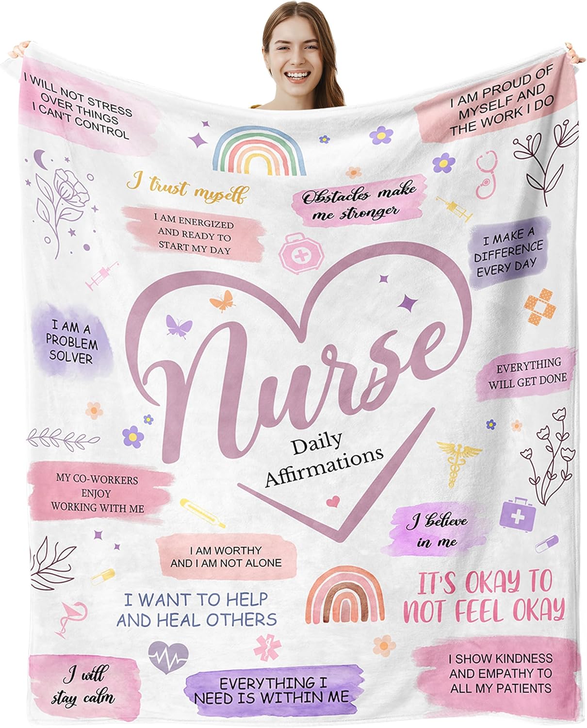 Pink Throw Pillow — 60" — Nurse Gifts