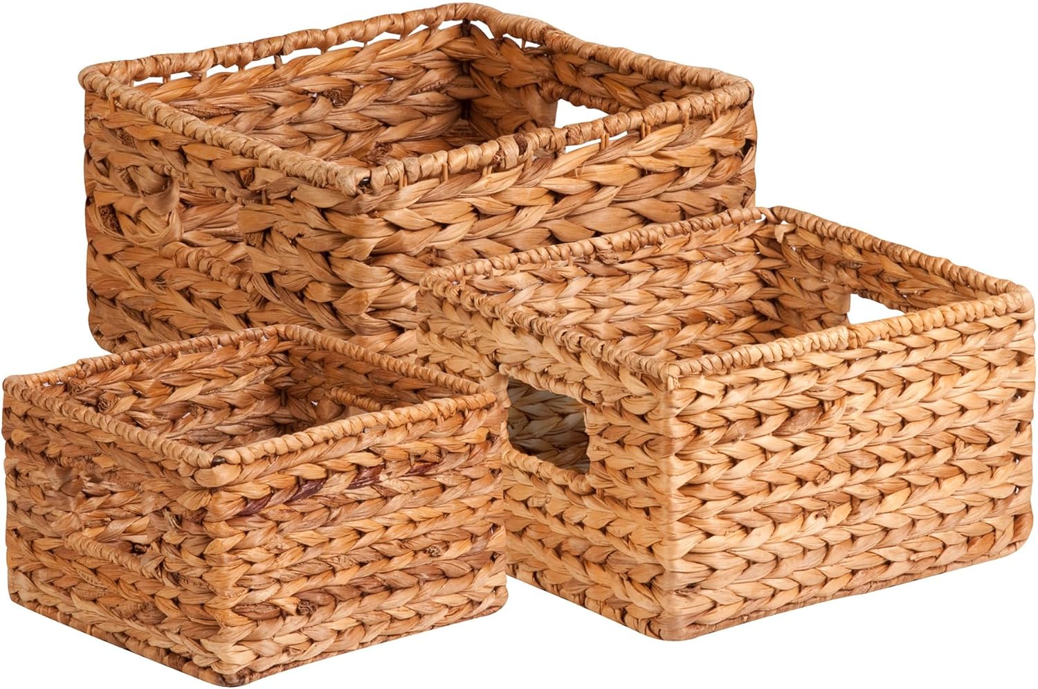 Boho Rattan Woven Basket — 9" — 9" L x 9" W x 6" H