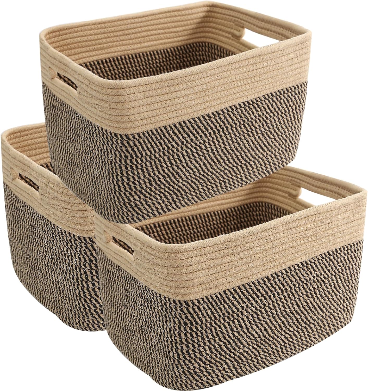 Boho Black Vase — 13.5" — 3PC-Jute&Black