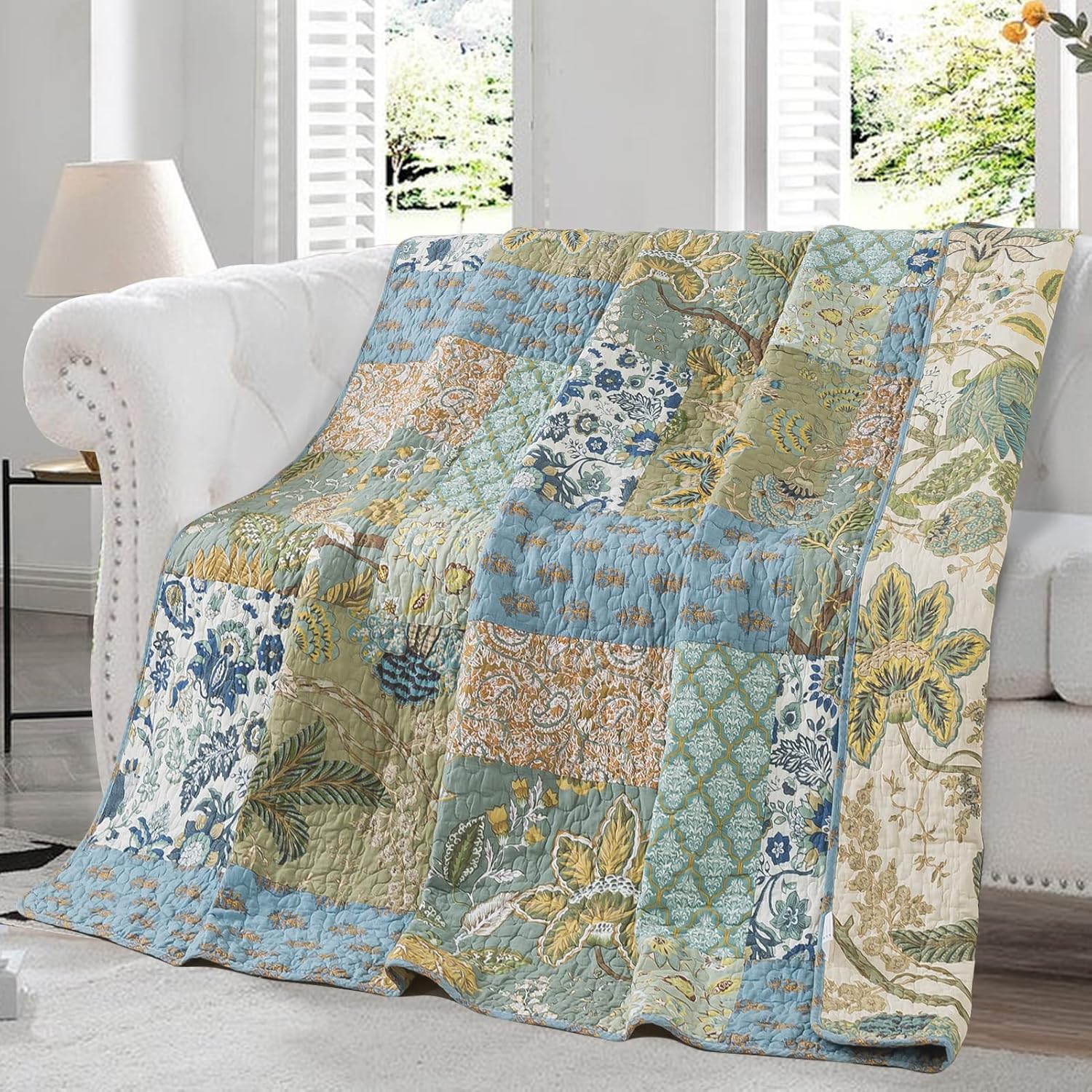 Boho Blue Throw Pillow — 78" - View 2