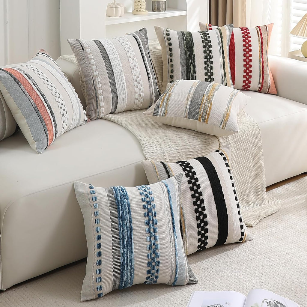 Chenille Boho Black Throw Pillow Cover — 18x18 - View 5