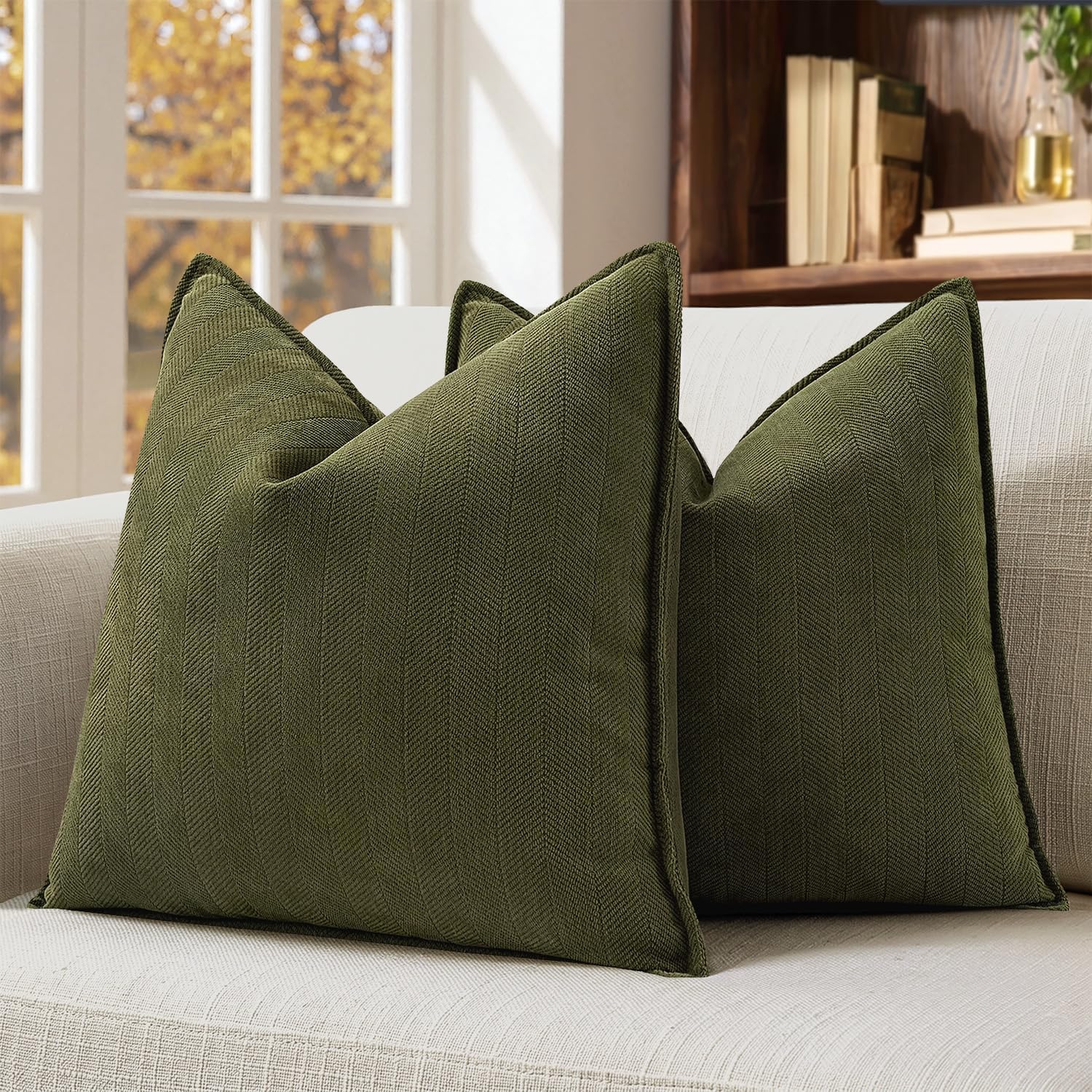 Chenille Boho Beige Pillow Cover — 26" — 22" x 22" (Pack of 2)