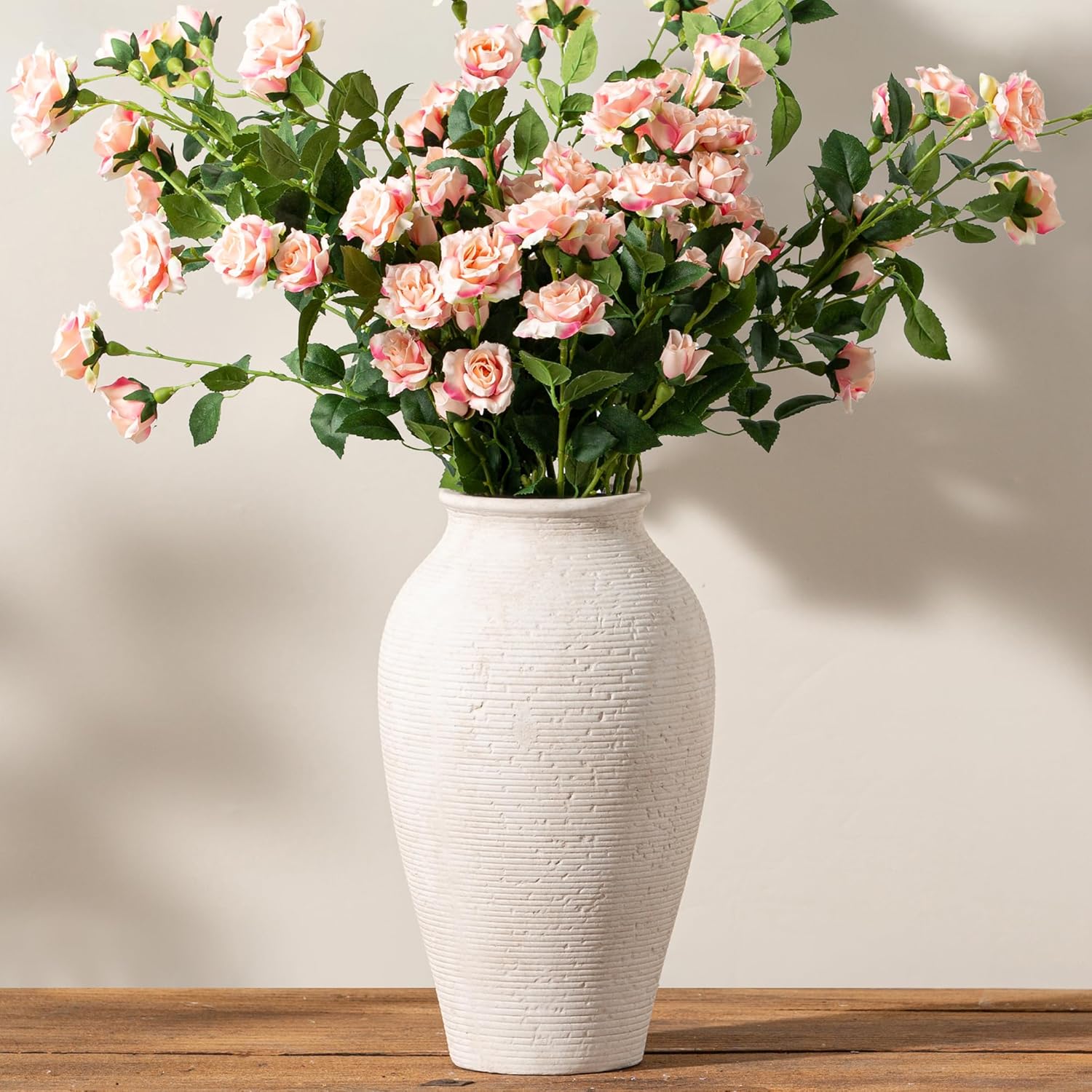 Vintage Farmhouse Brown Flower Vase — 7.4" — Rustic-11"