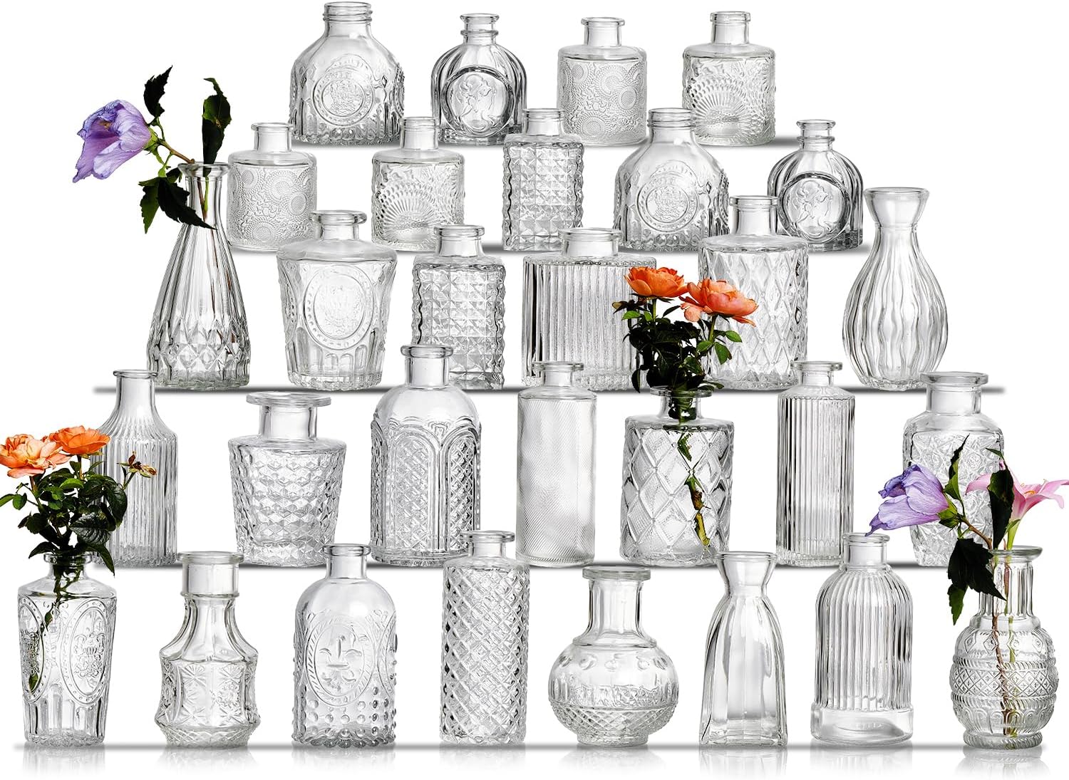 Vintage Luxe Blue Vase Set — Set of 20 — 30 Pcs