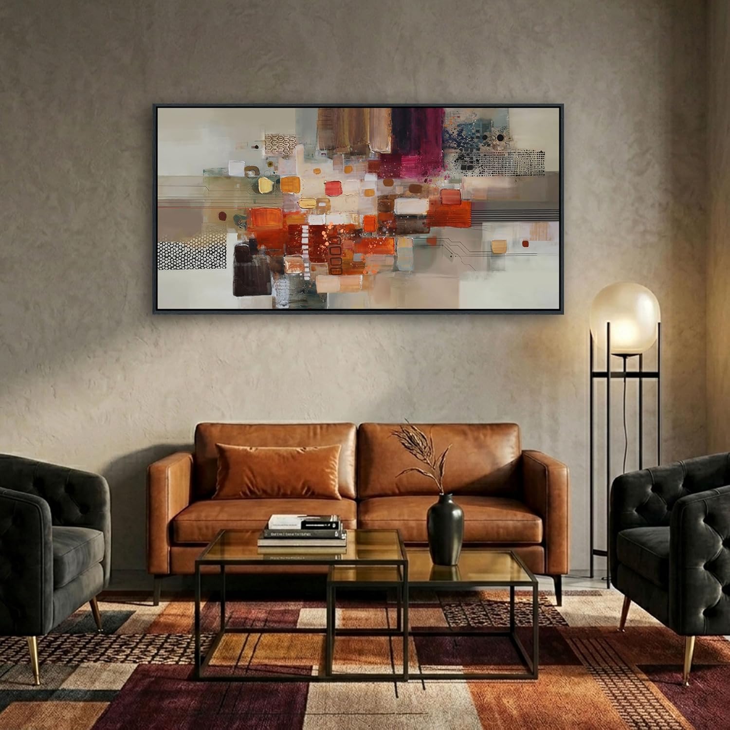 Framed Luxe Blue Canvas Wall Art — 24×48 — 24x48IN