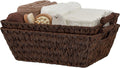 Boho Brown Woven Basket — 17" — 17"L x 13"W x 5¾"H