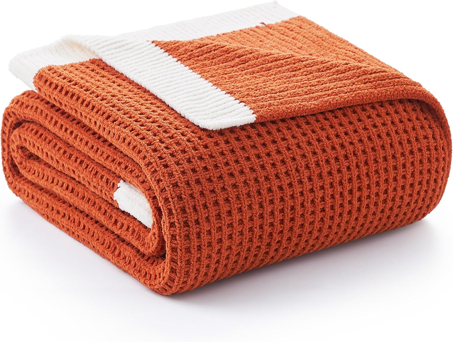Knit Beige Throw Pillow — 50" — Burnt Orange