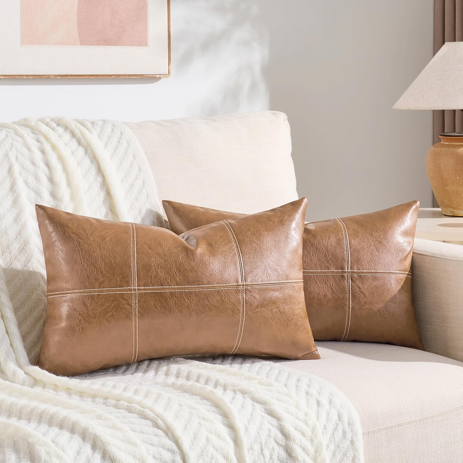 Boho Beige Throw Pillow Cover — 18" — 20" x 12" (Pack of 1)