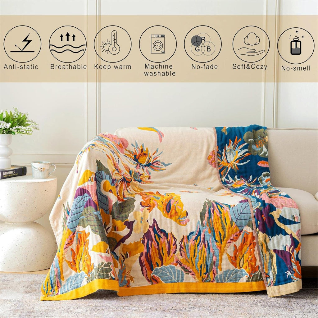 Boho Blue Throw Pillow — 60" - View 3