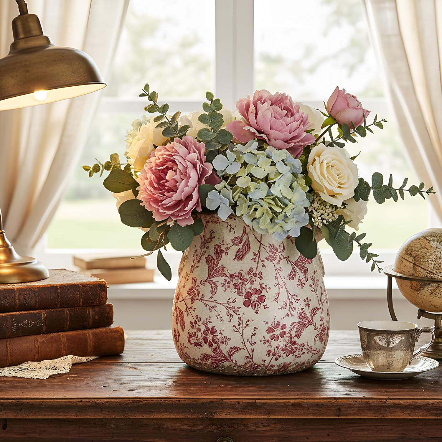 Vintage Farmhouse Ceramic Flower Vase — 5" - View 4