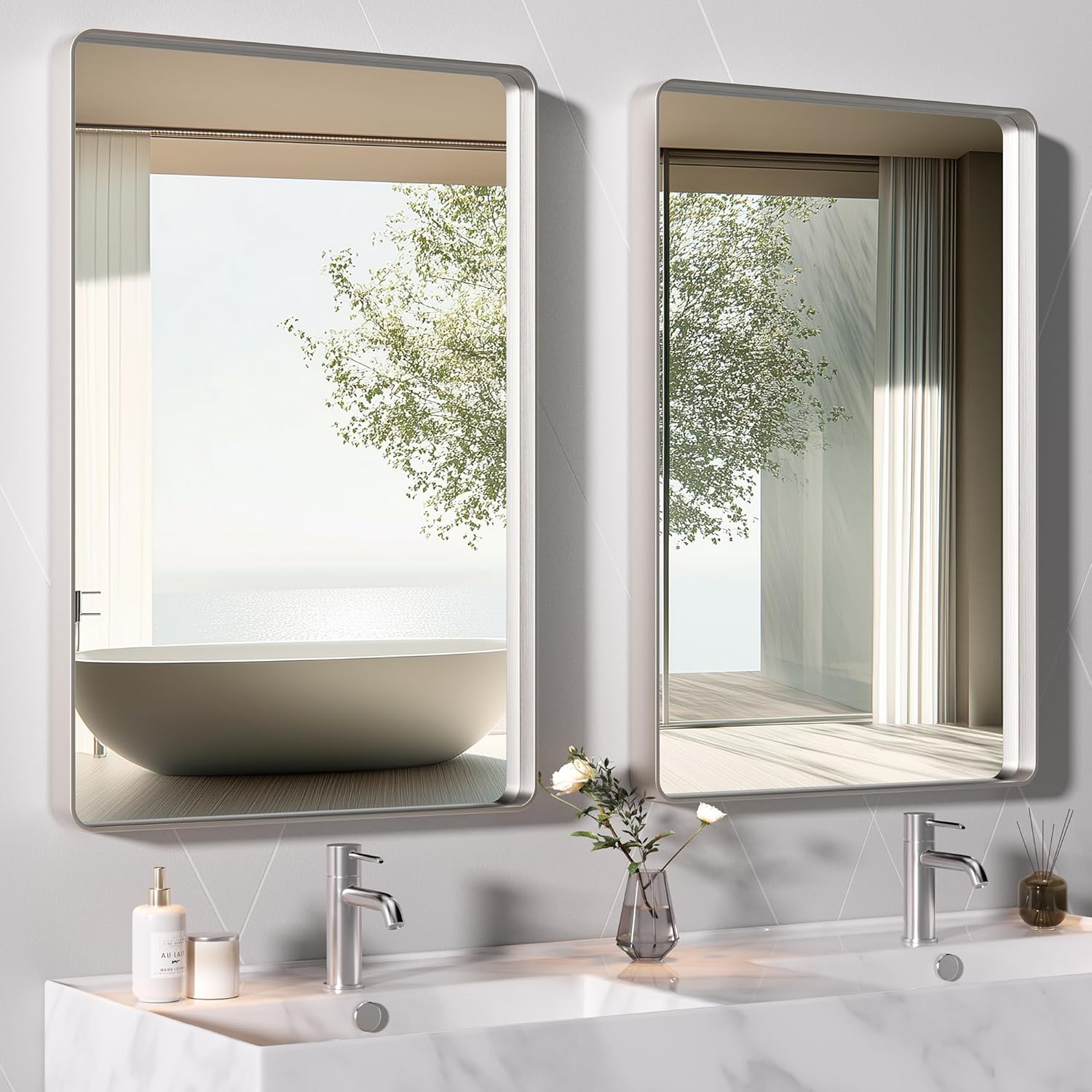 Black Vanity Mirror — 30" — Silver