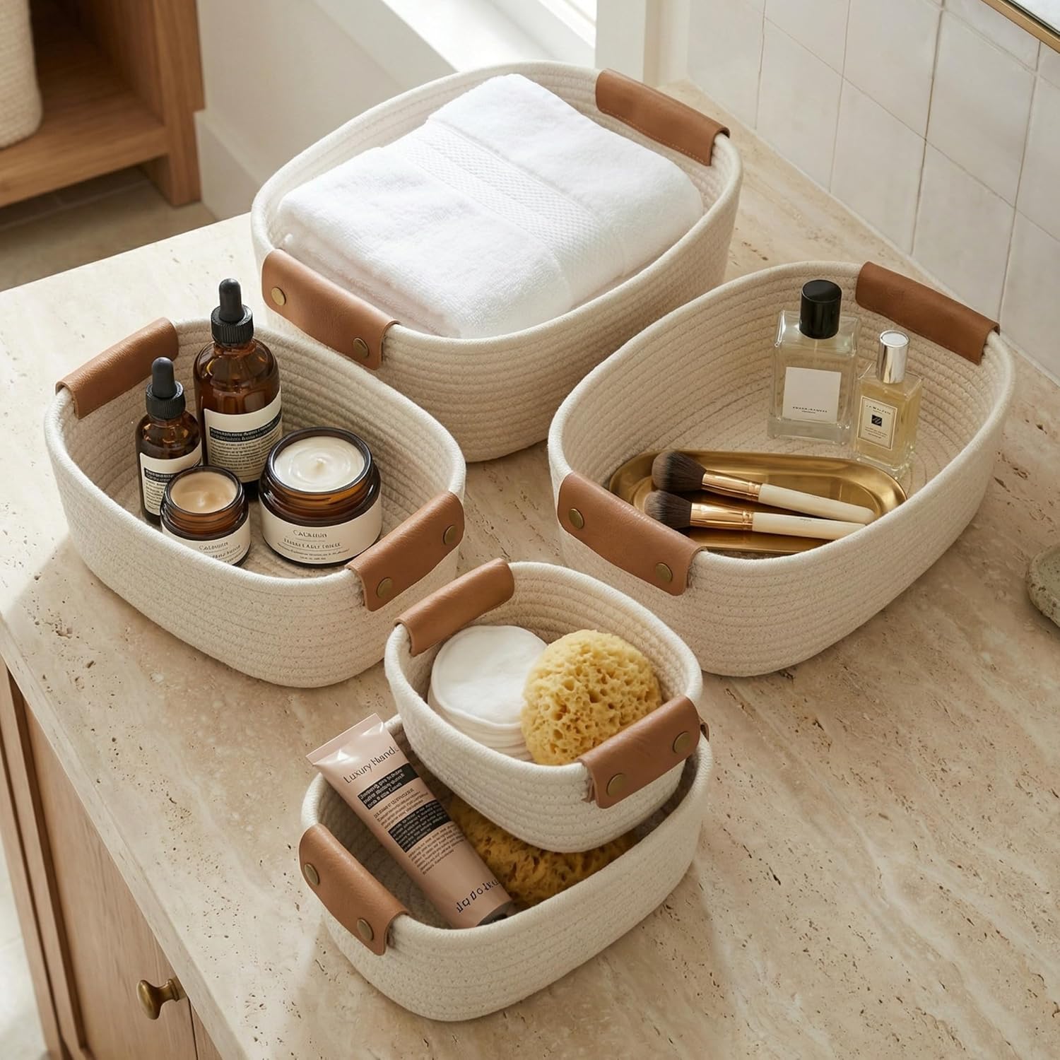 Beige Storage Bin — Set of 5 — Beige