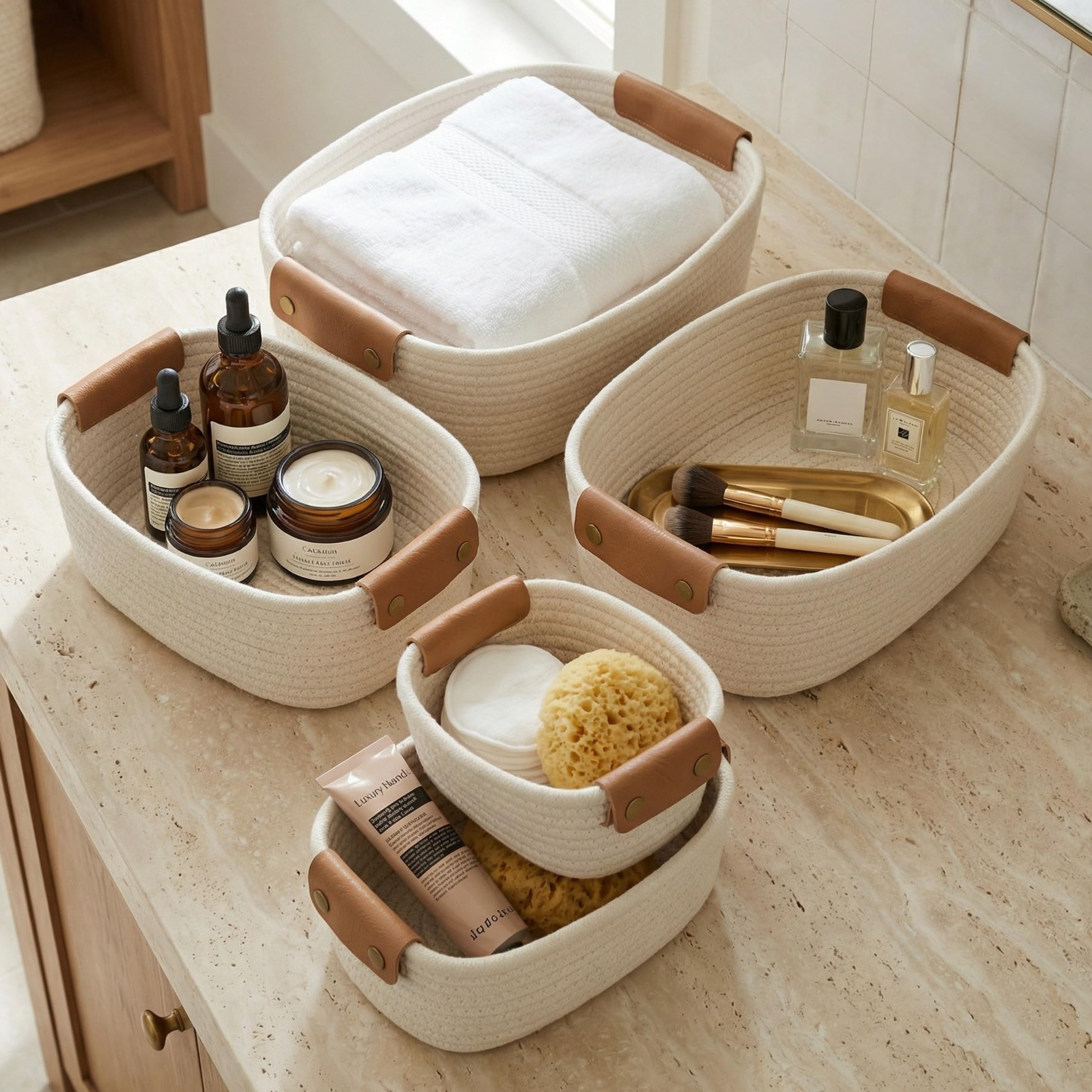 Beige Storage Bin — Set of 5