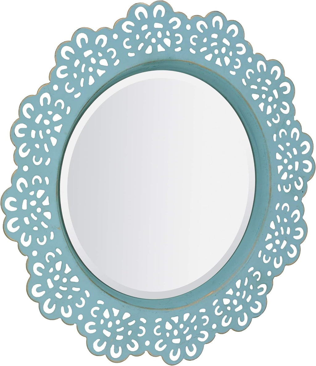 Round Farmhouse Blue Wall Mirror — 12.5" - View 2