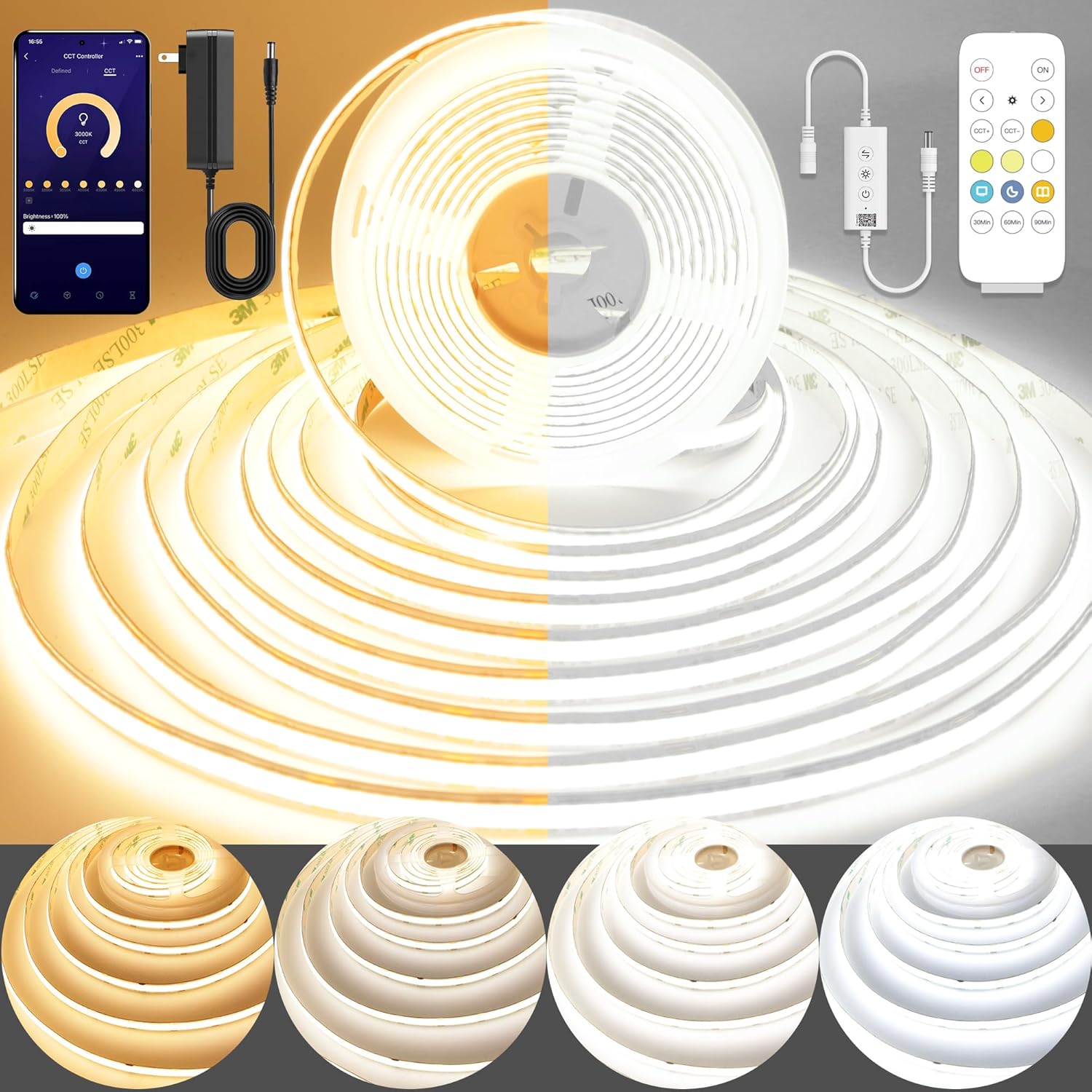 Dimmable Metal LED Strip Light — 576CCT