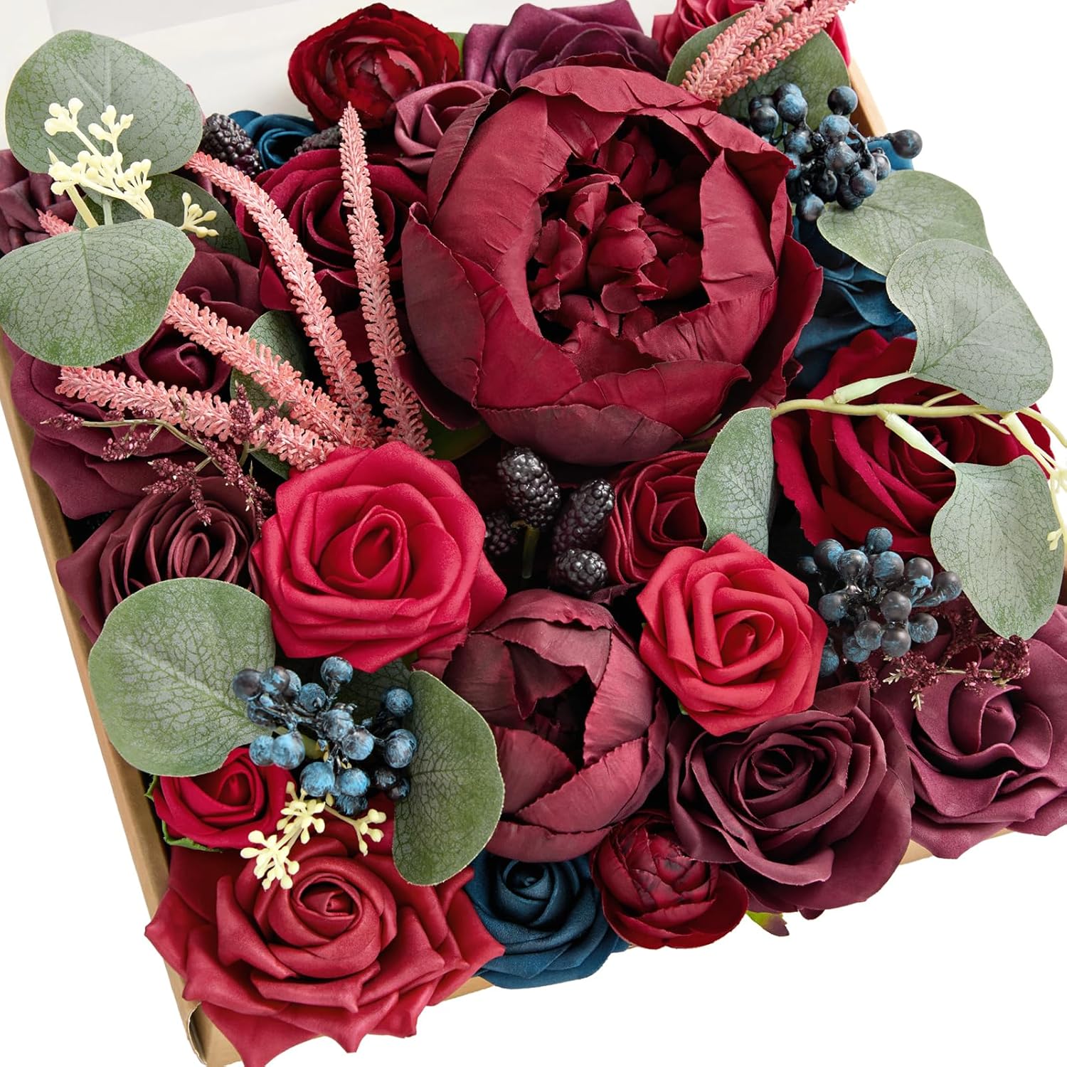 Black Artificial Plant — Red-red & Navy