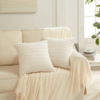 Boho Beige Throw Pillow Cover — 18" - View 6