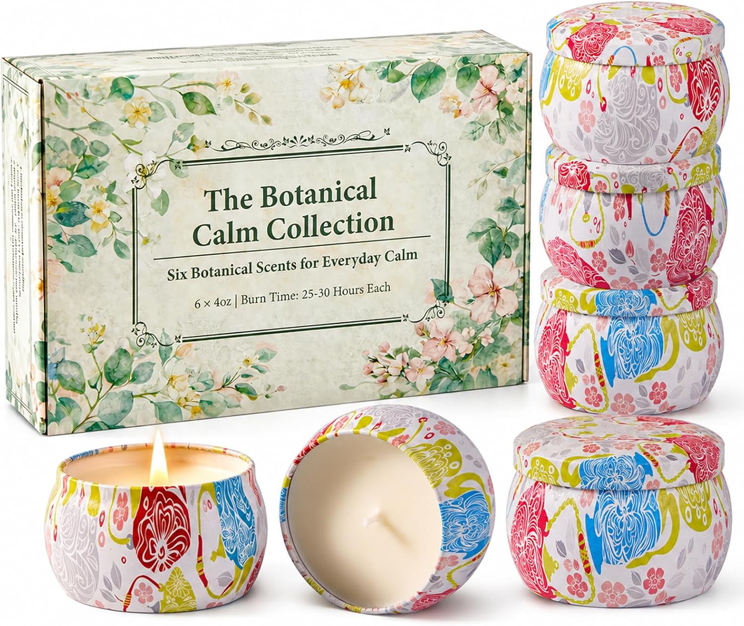 Soy Wax Boho Metal Scented Candle — Classic 6-Candle Set (Spring/Summer)