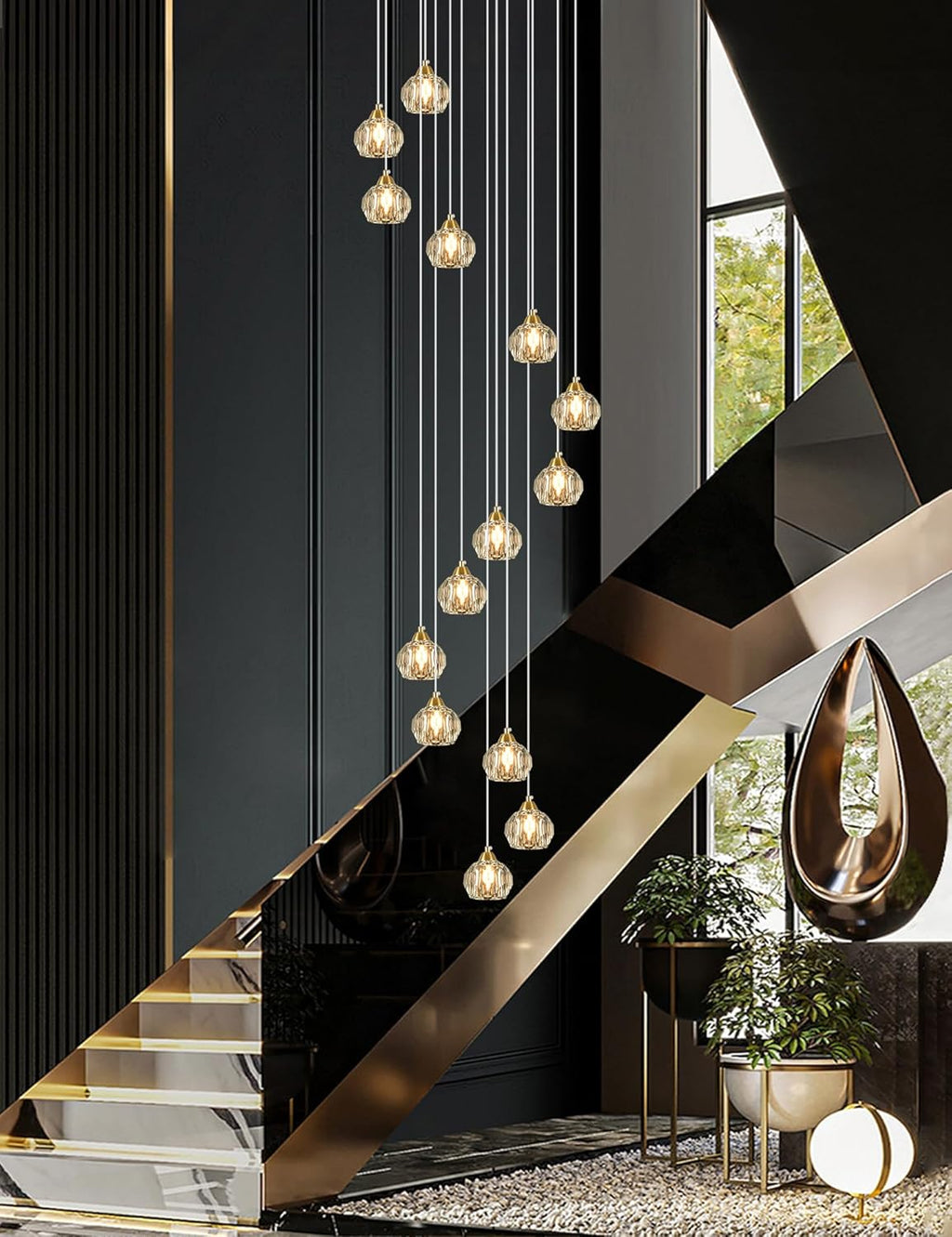 Luxe Black Chandelier — 14-Light - View 2