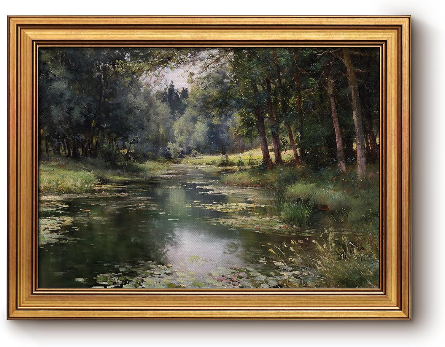 Framed Luxe Blue Wall Art — 16" — Forest Riverside