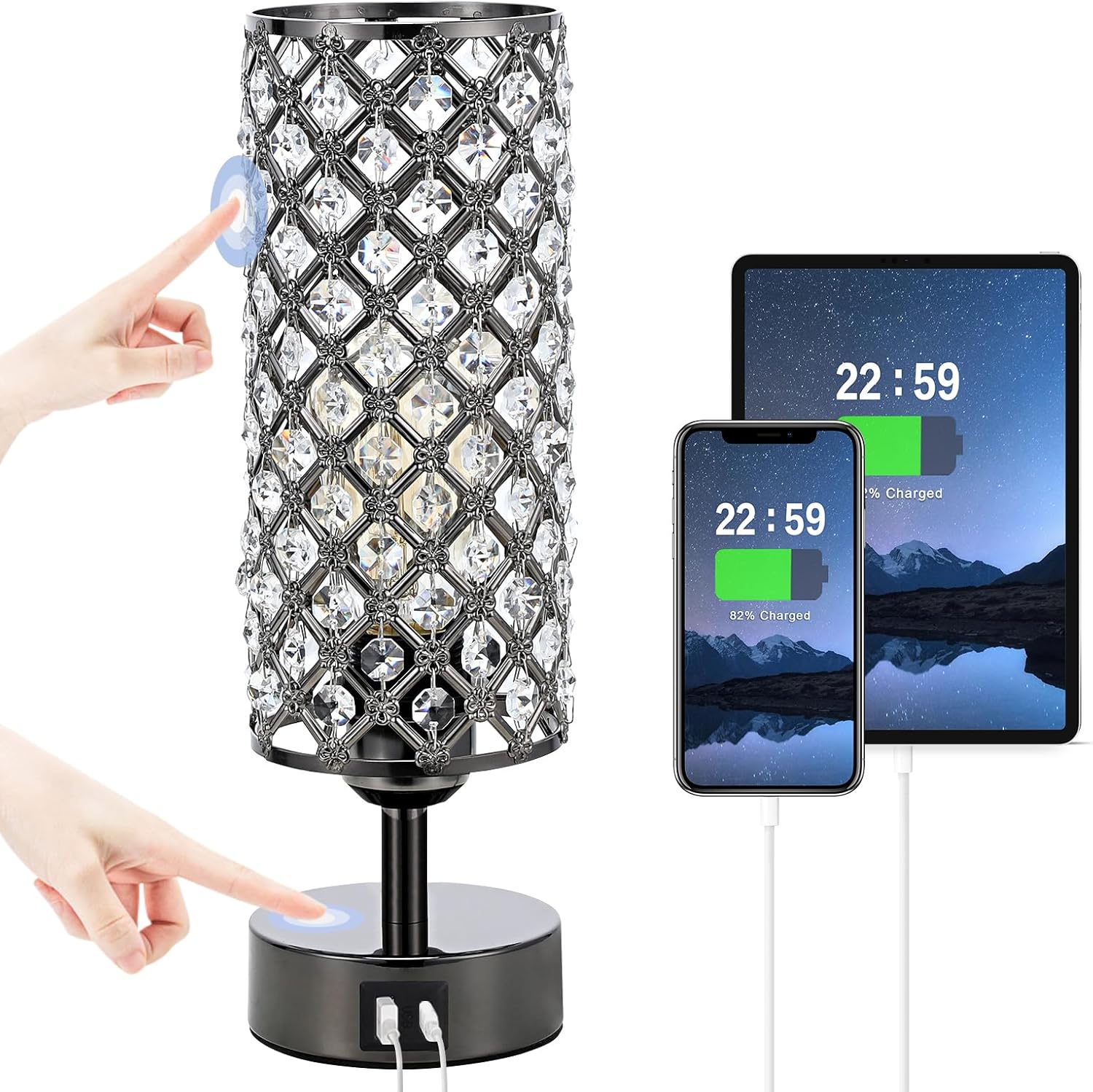 Dimmable Luxe Black Bedside Lamp — Black