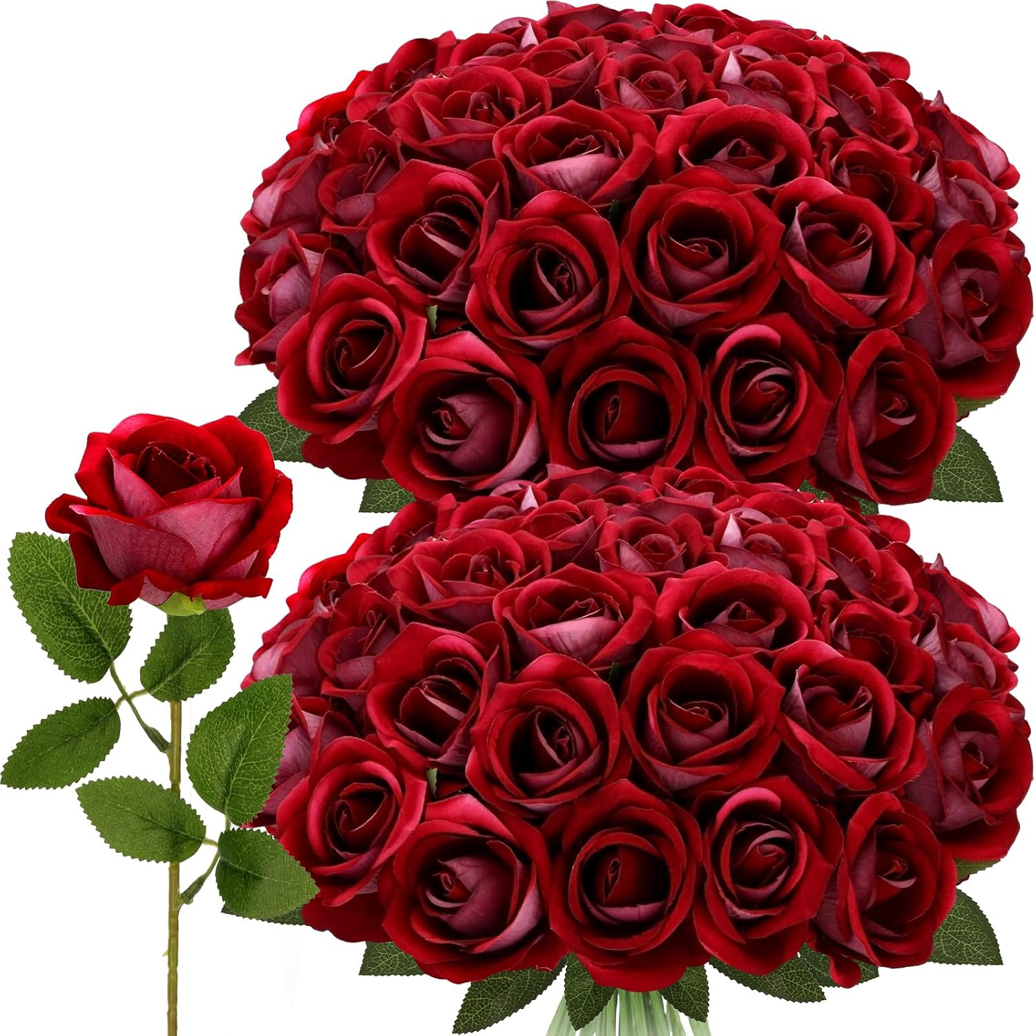 Black Artificial Flowers — Purplish Red
