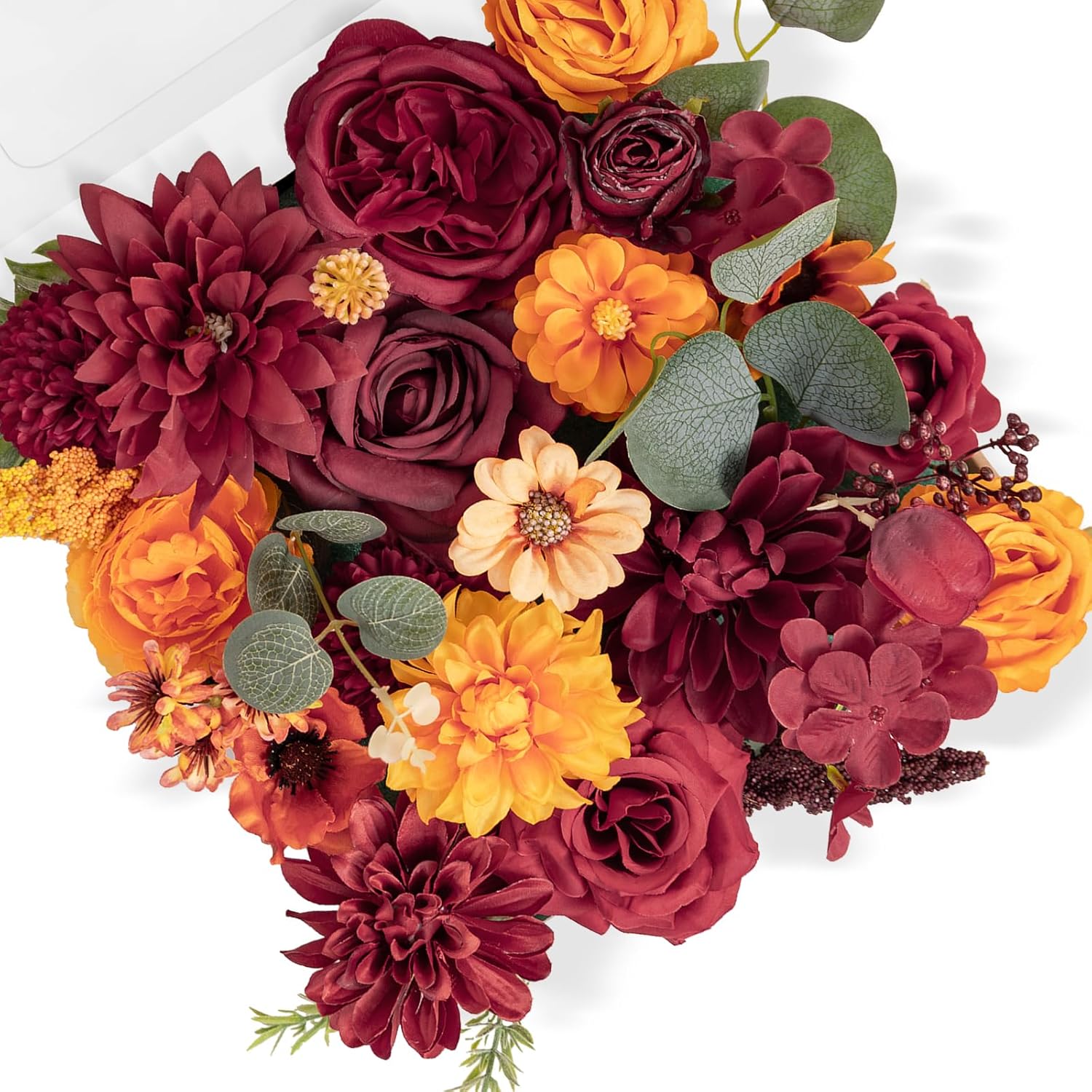 Black Artificial Flowers — Burgundy & Burnt Orange
