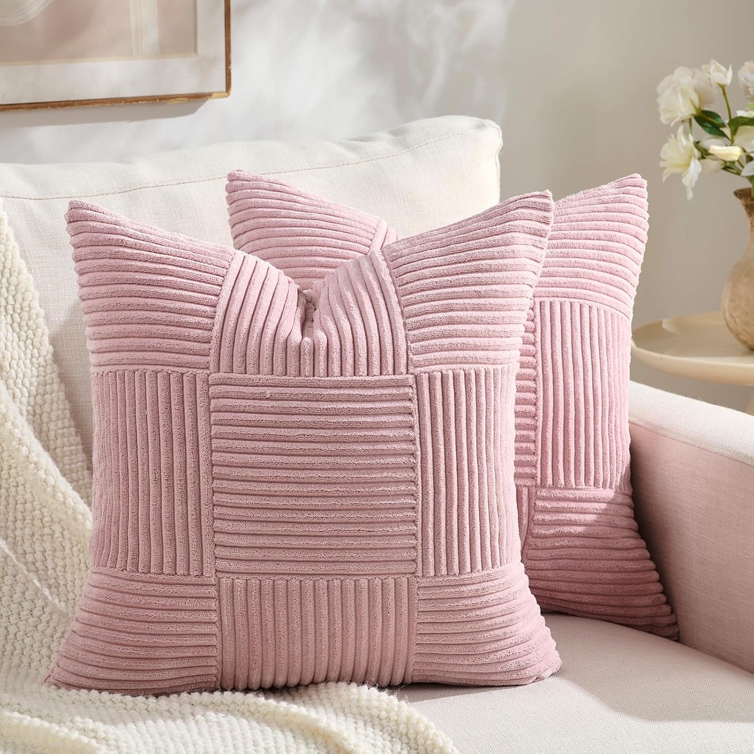 Boho Beige Throw Pillow Cover — 2-Light — 20" x 20" (Pack of 2)