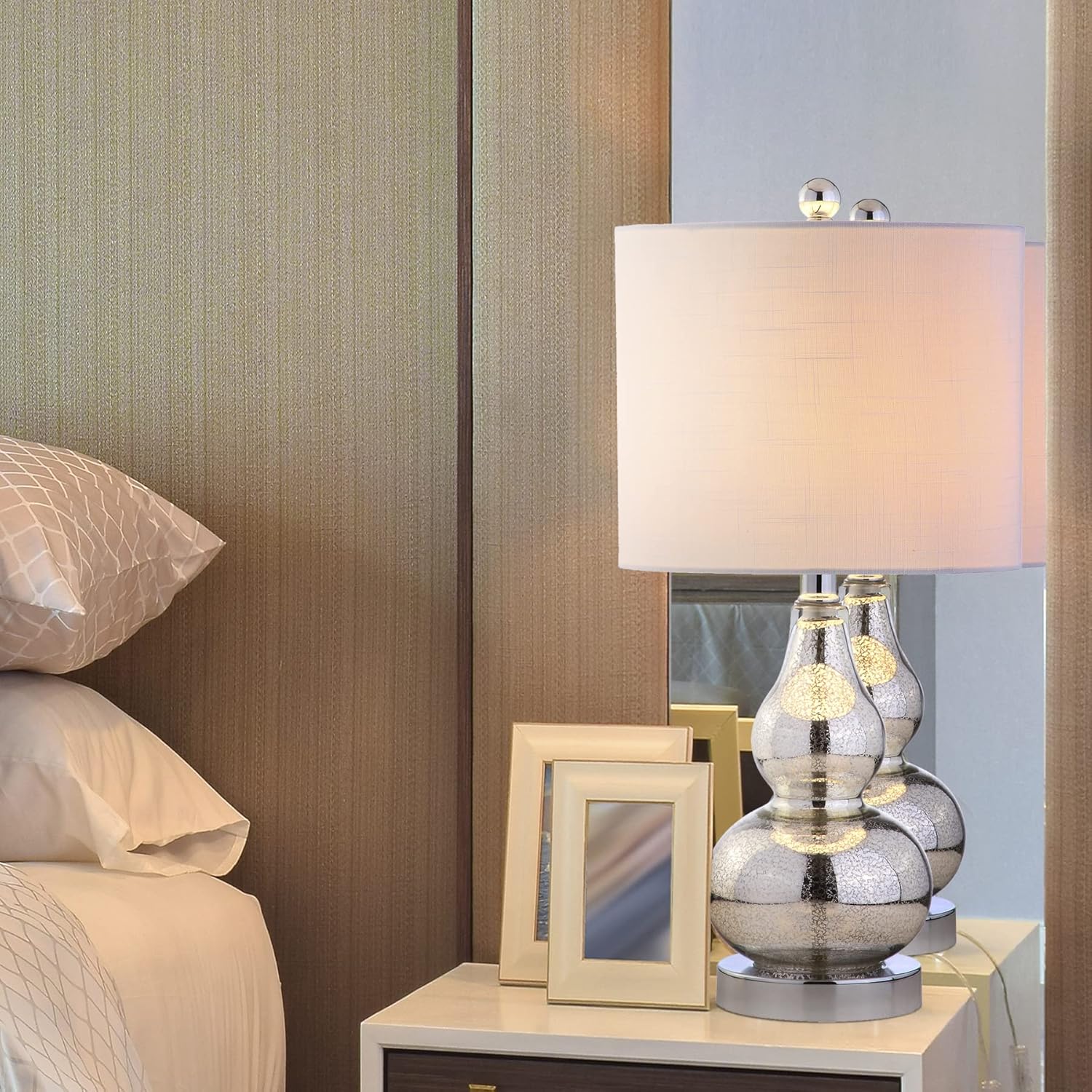 Linen Modern Black Nightstand Lamp — 20.5" - View 10