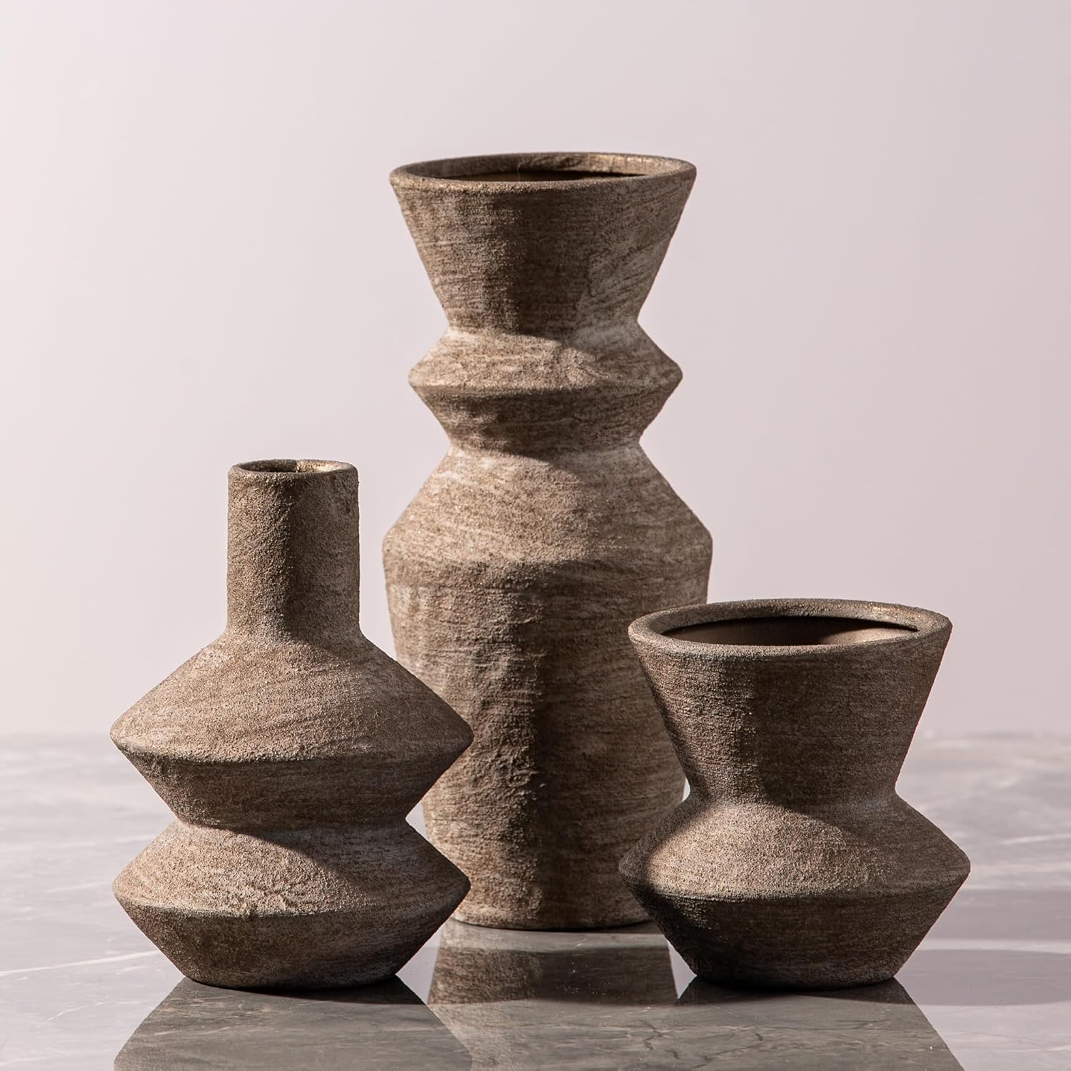 Farmhouse Brown Flower Vase — Set of 3 — 10-classic