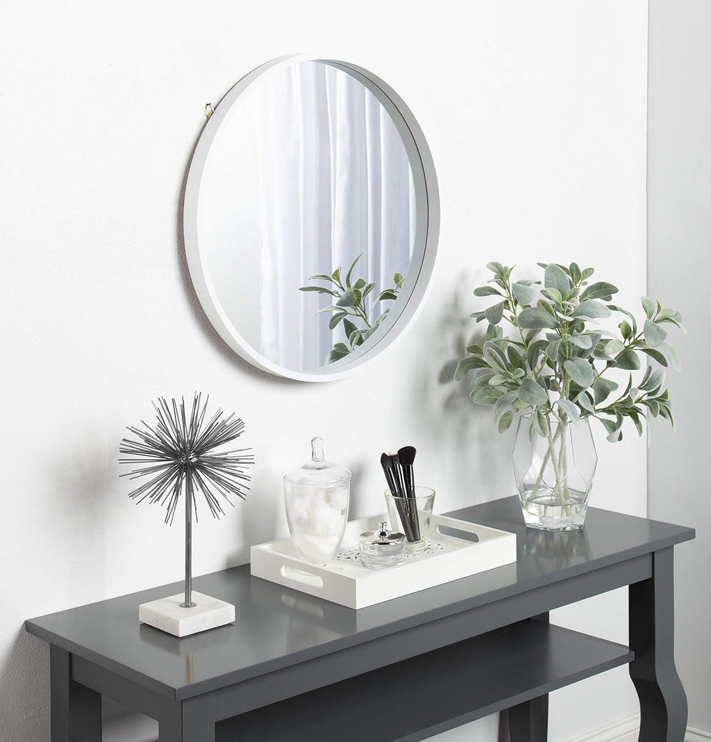 Round Modern Wood Wall Mirror — 21.6" - View 4