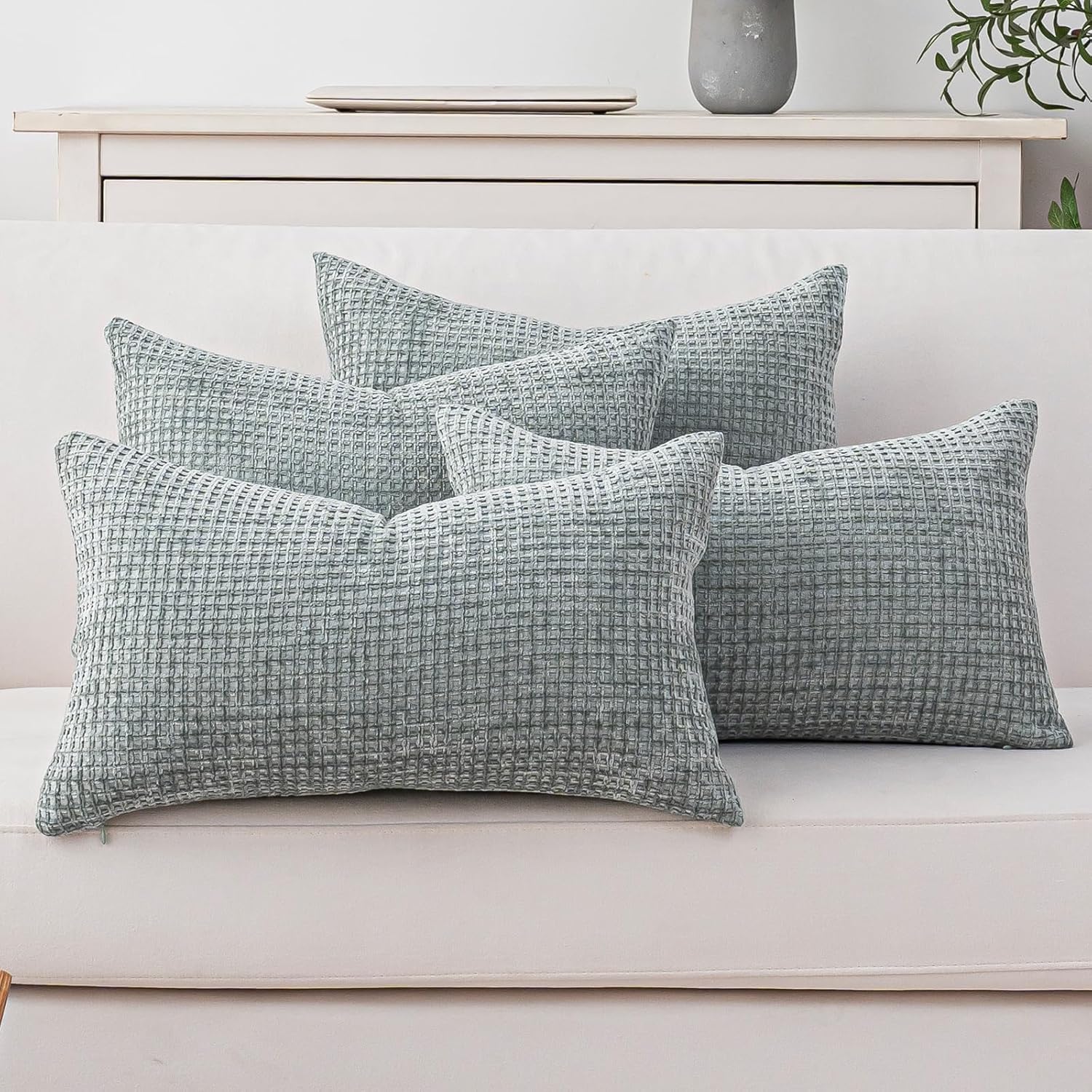Boho Beige Throw Pillow Cover — 18" — Aquamarine