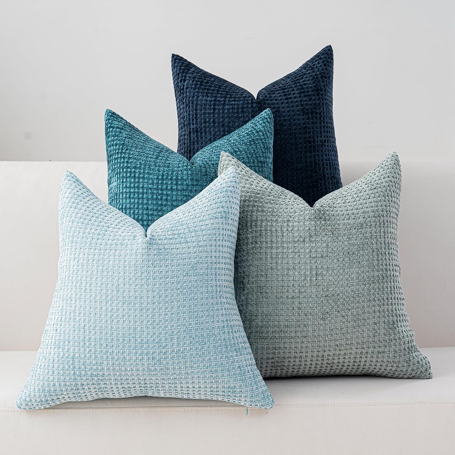 Boho Beige Throw Pillow Cover — 18" — Blue Series