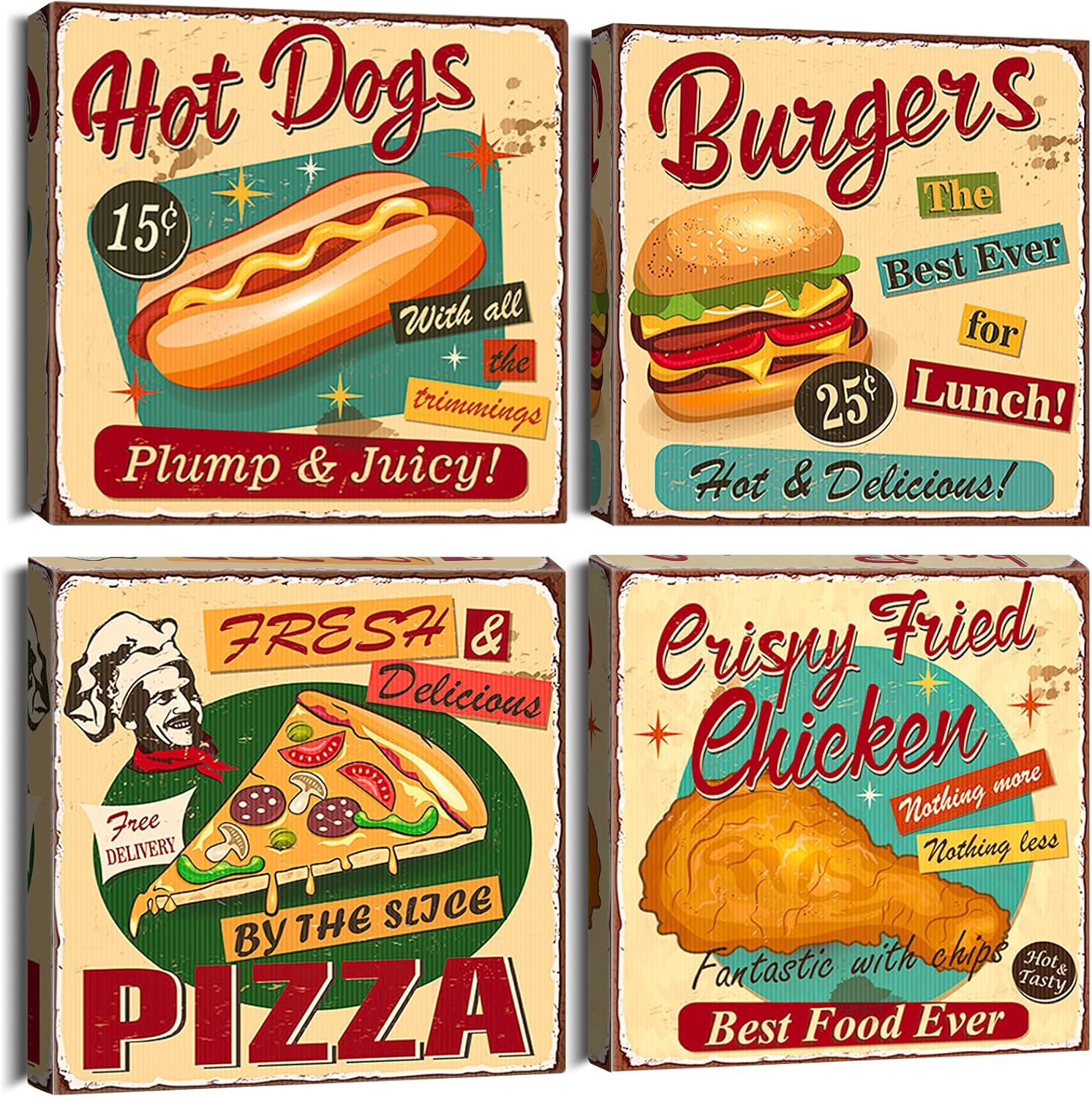 Framed Modern Beige Wall Art — 12" — Delicious Food